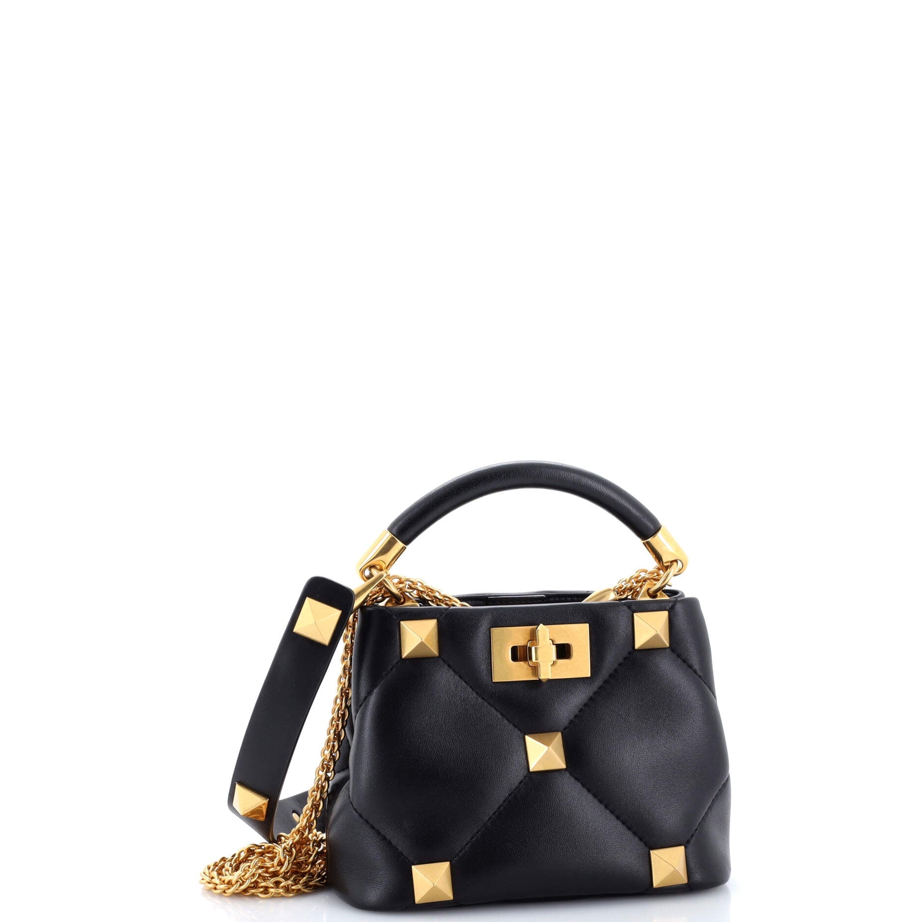 Roman Stud Top Handle Bag Quilted Leather Mini