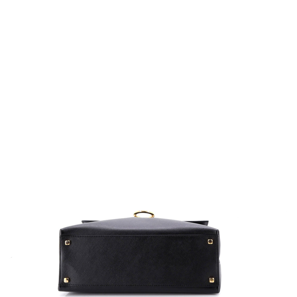 Gancini Convertible Top Handle Bag Saffiano Leather Medium