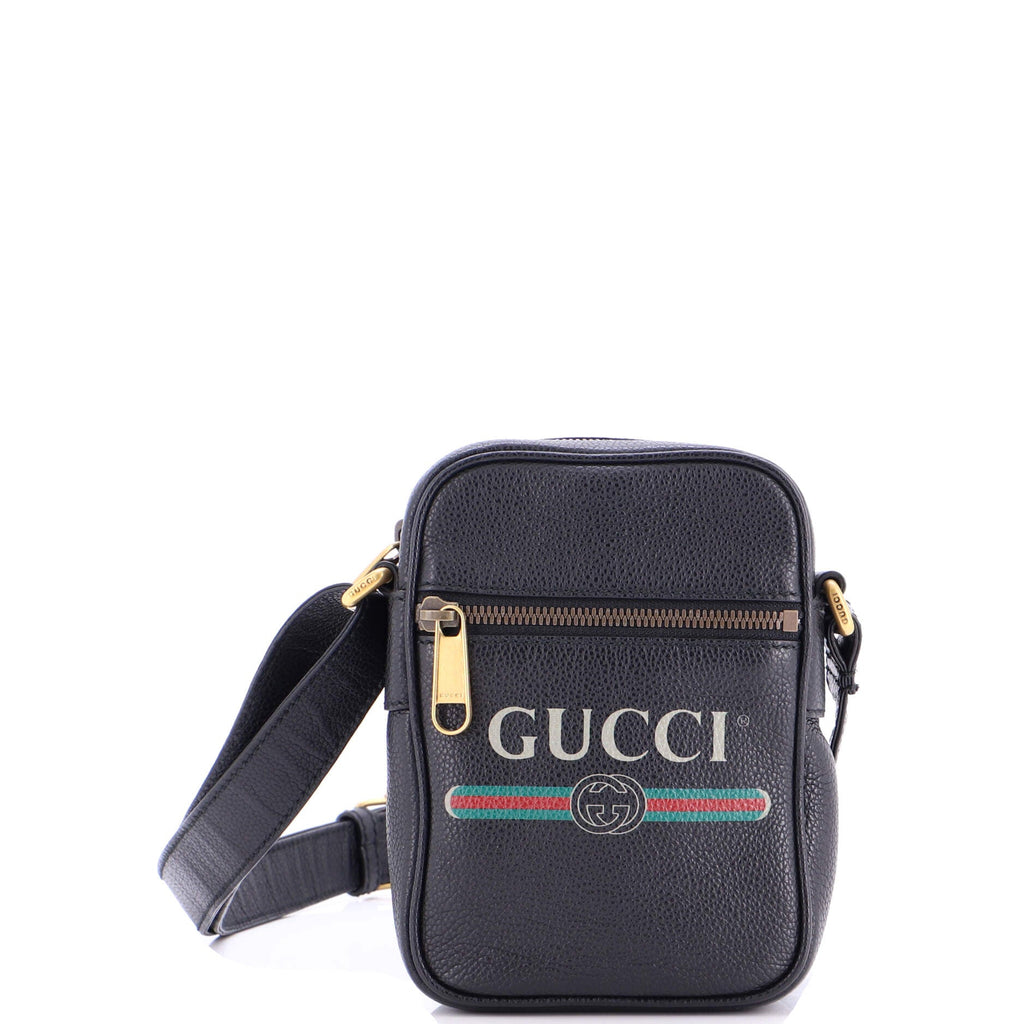 Logo Zip Messenger Bag Printed Leather Mini