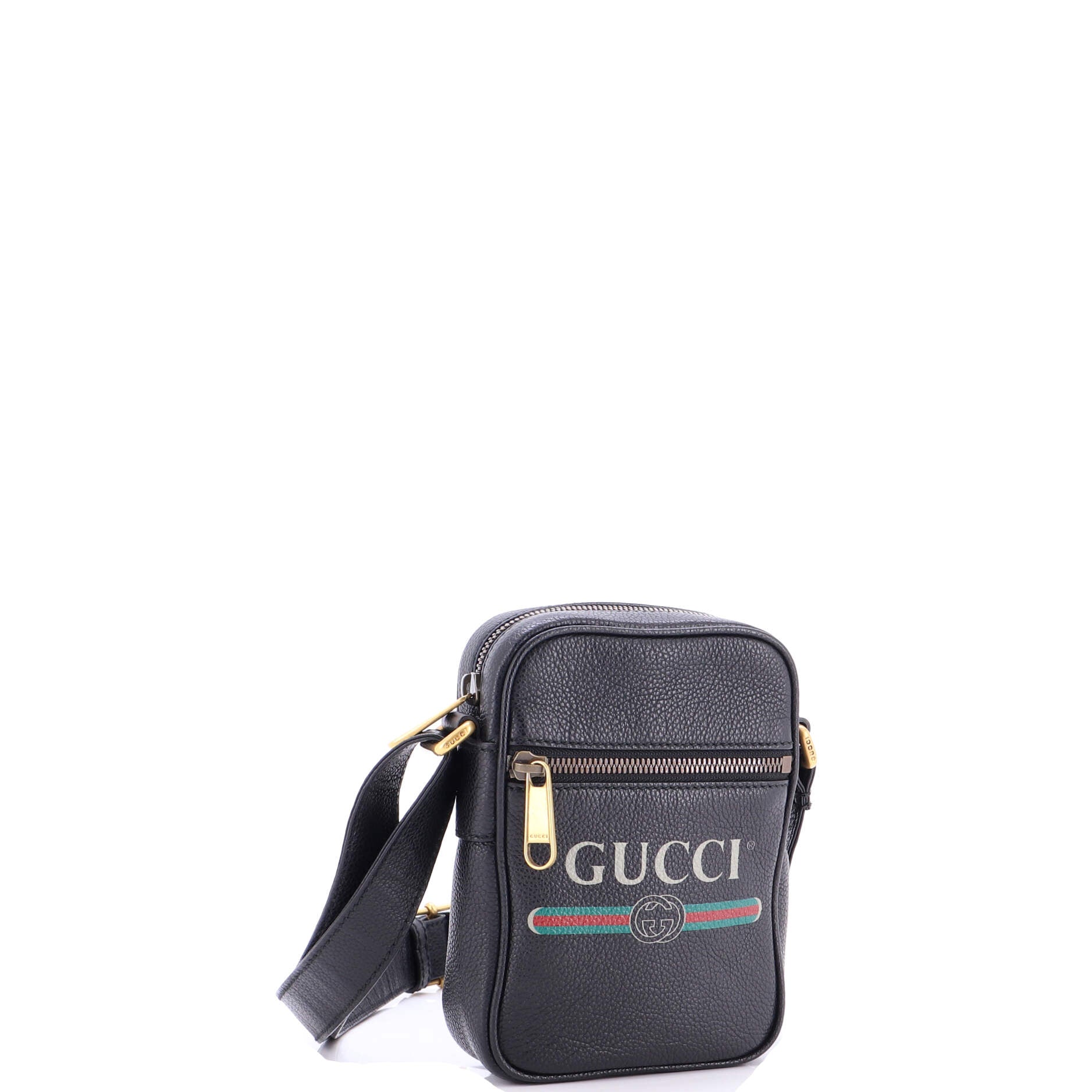 Logo Zip Messenger Bag Printed Leather Mini