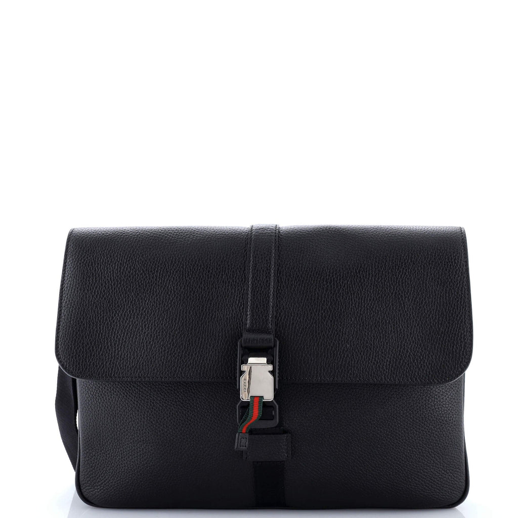 Web Buckle Wristlet Briefcase Leather
