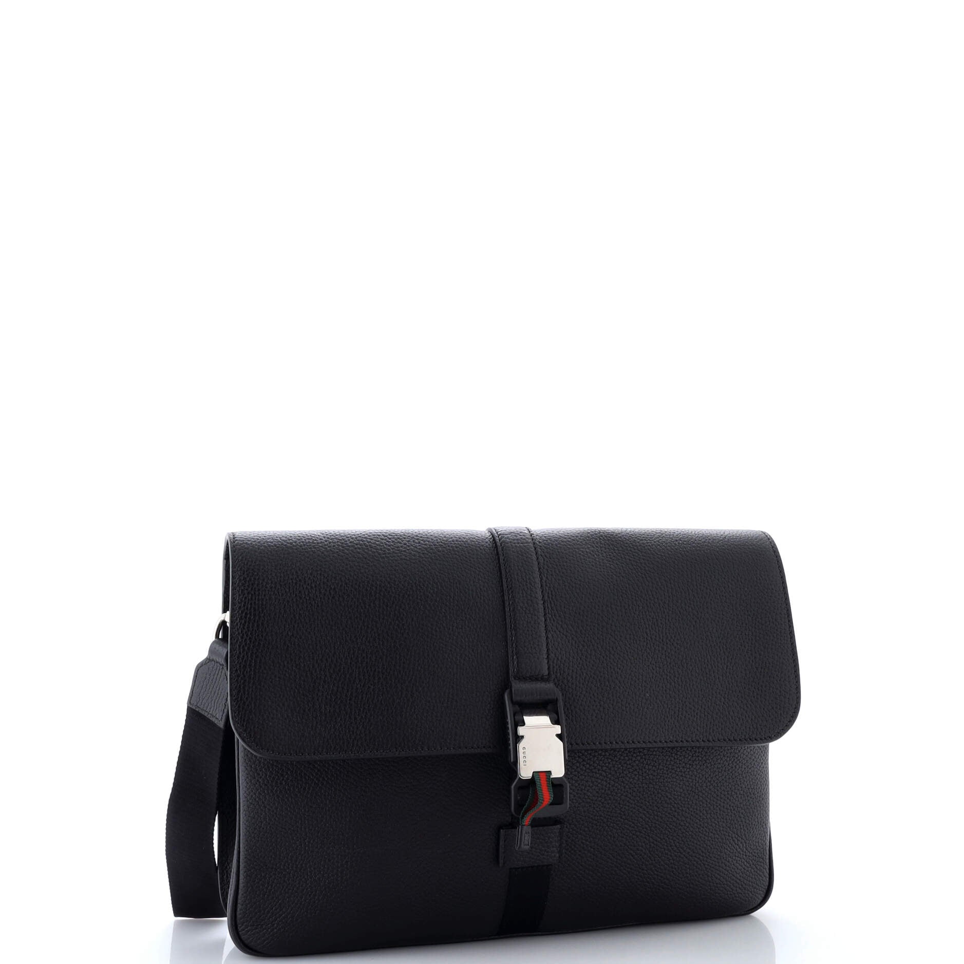Web Buckle Wristlet Briefcase Leather