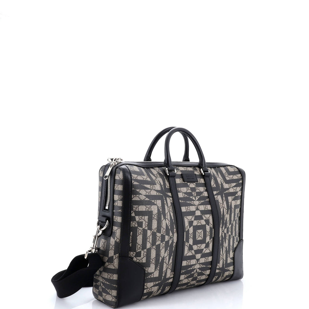 Eden Briefcase Caleido GG Coated Canvas Large