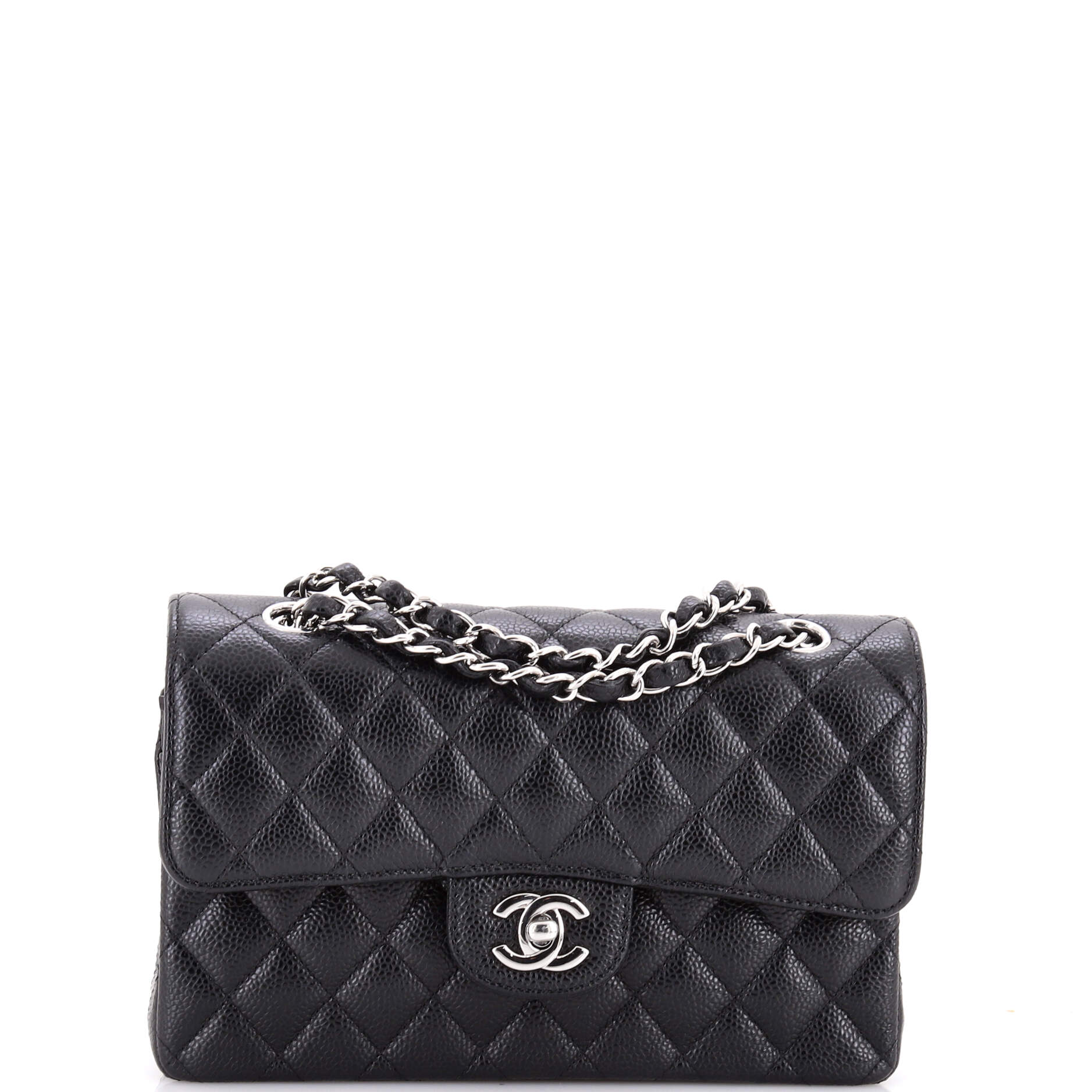 Classic Double Flap Bag Quilted Caviar Small