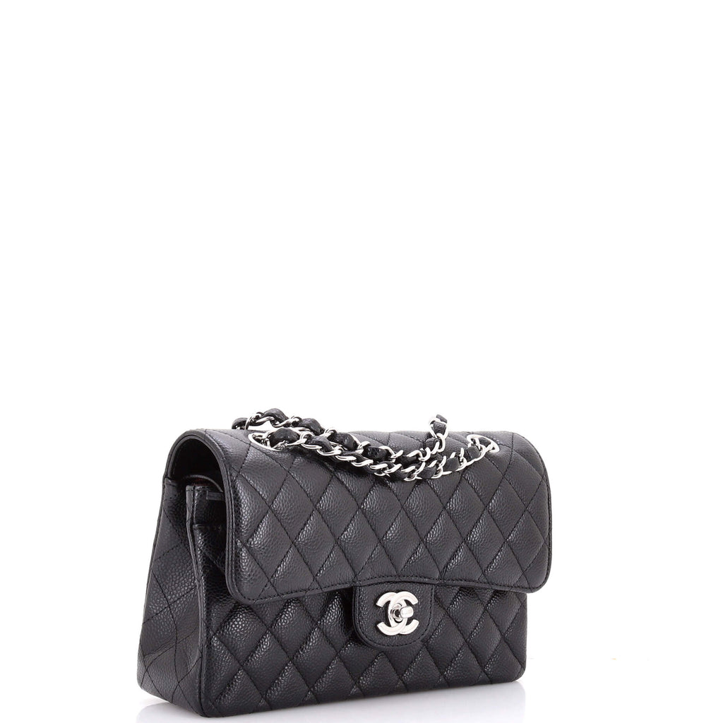 Classic Double Flap Bag Quilted Caviar Small