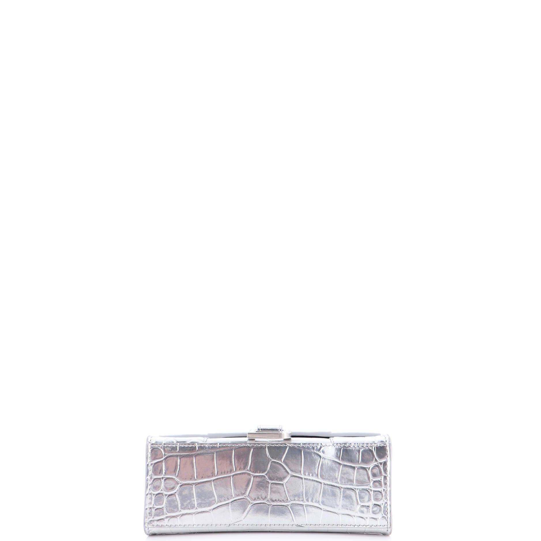 Hourglass Top Handle Bag Crocodile Embossed Leather XS
