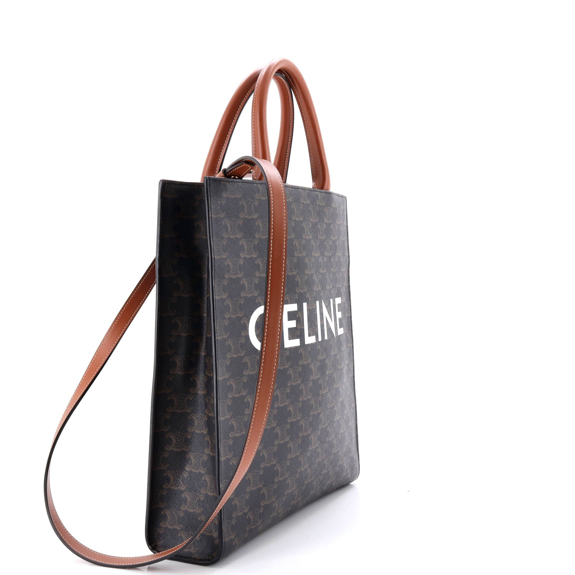 Vertical Cabas Tote Triomphe Coated Canvas Small