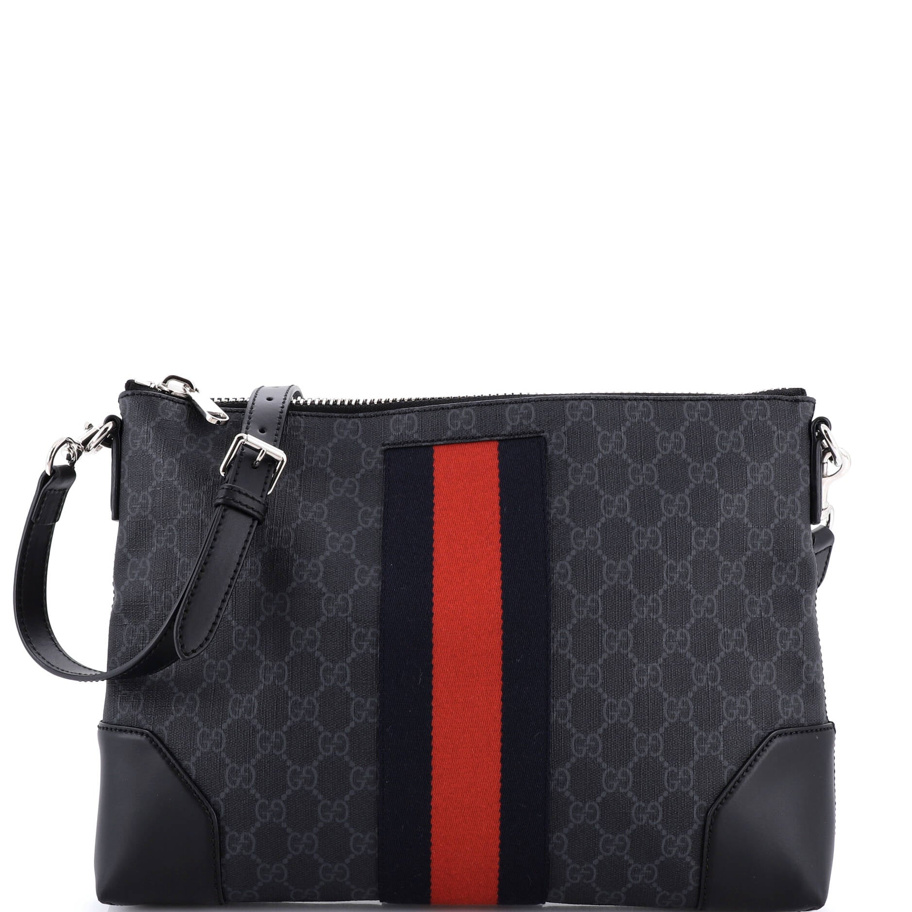 Web Zip Flat Messenger GG Coated Canvas Medium