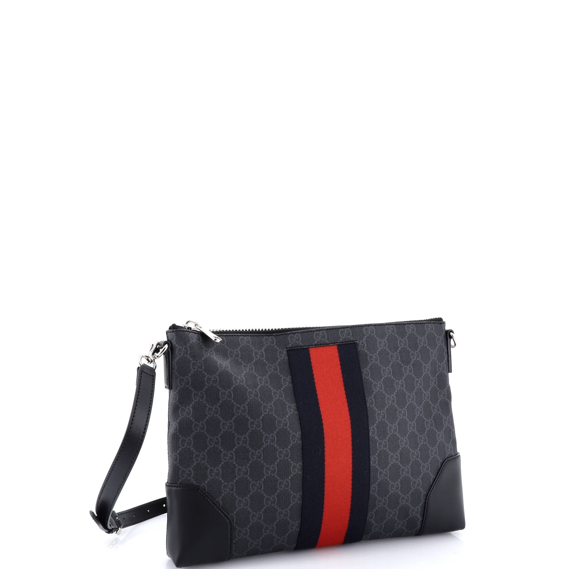 Web Zip Flat Messenger GG Coated Canvas Medium