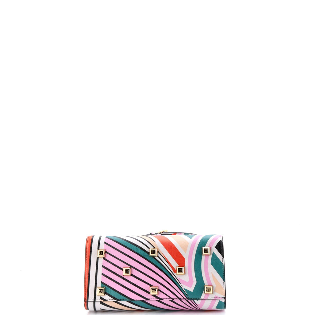 Studio Top Handle Box Bag Printed Leather Small