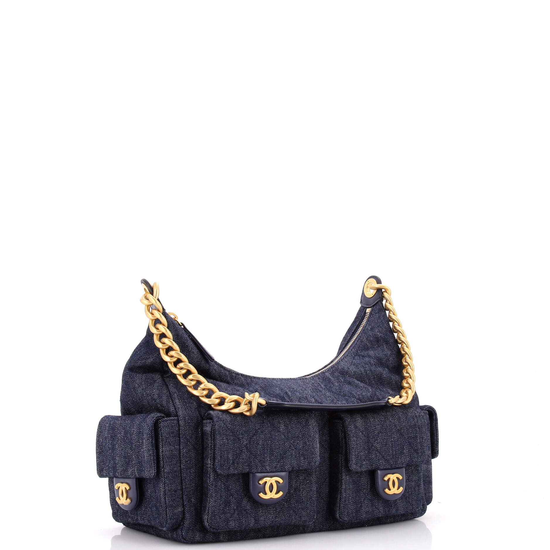 Trendy Pockets Hobo Quilted Denim Large