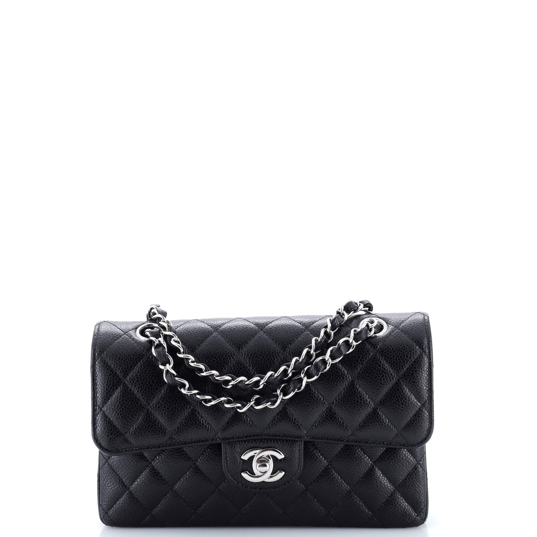 Classic Double Flap Bag Quilted Caviar Small