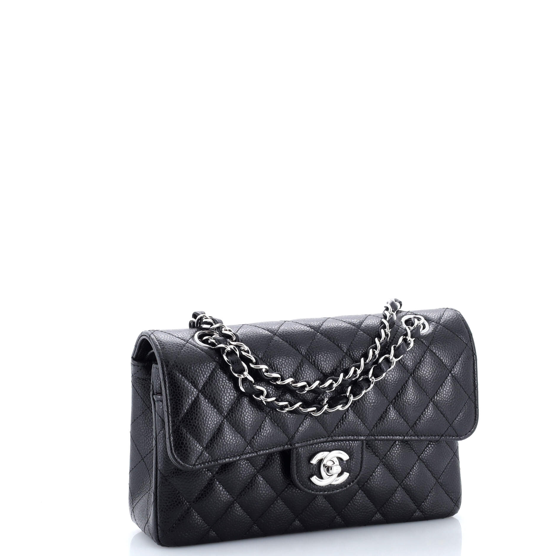 Classic Double Flap Bag Quilted Caviar Small