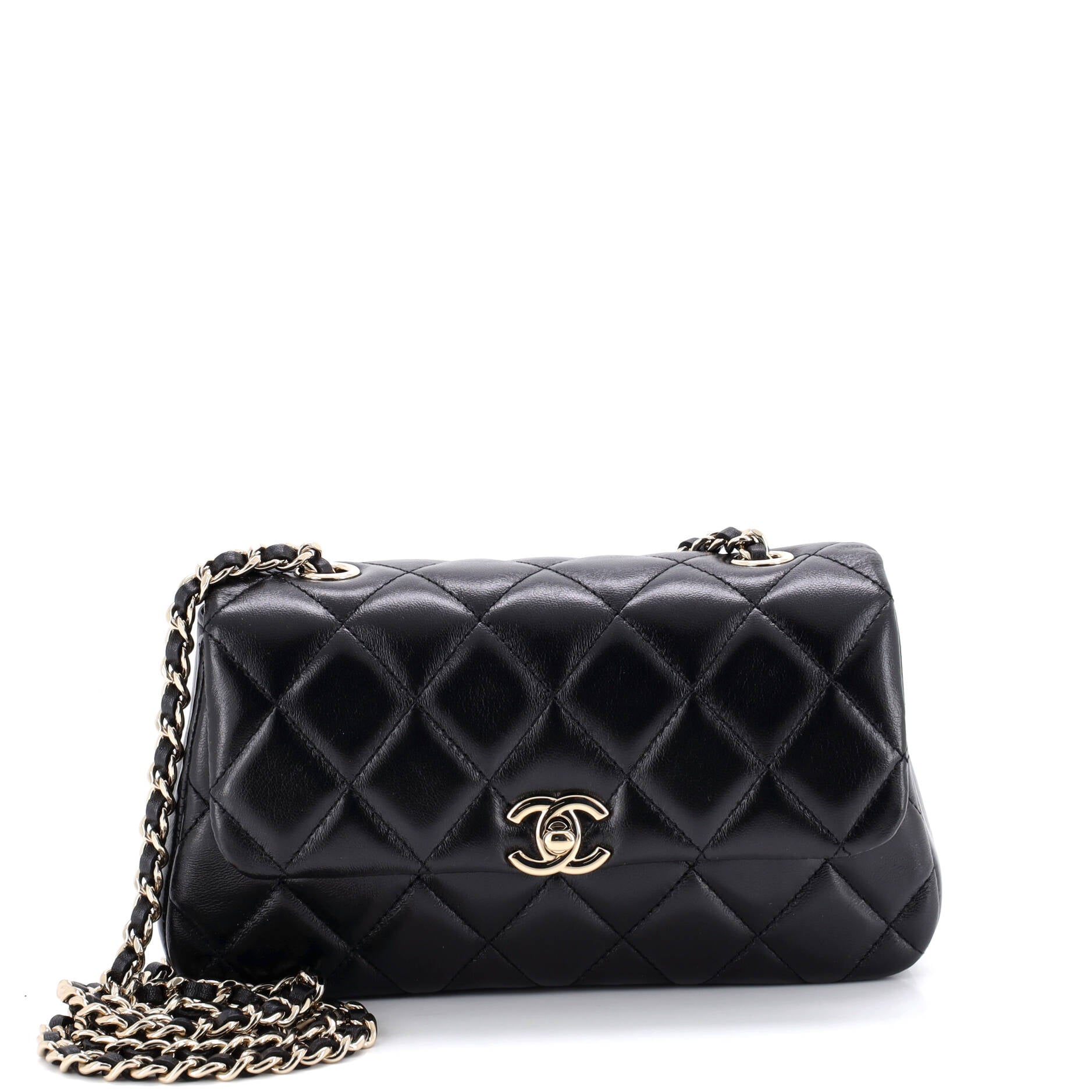 CC Turnlock Flap Phone Holder with Chain Quilted Lambskin