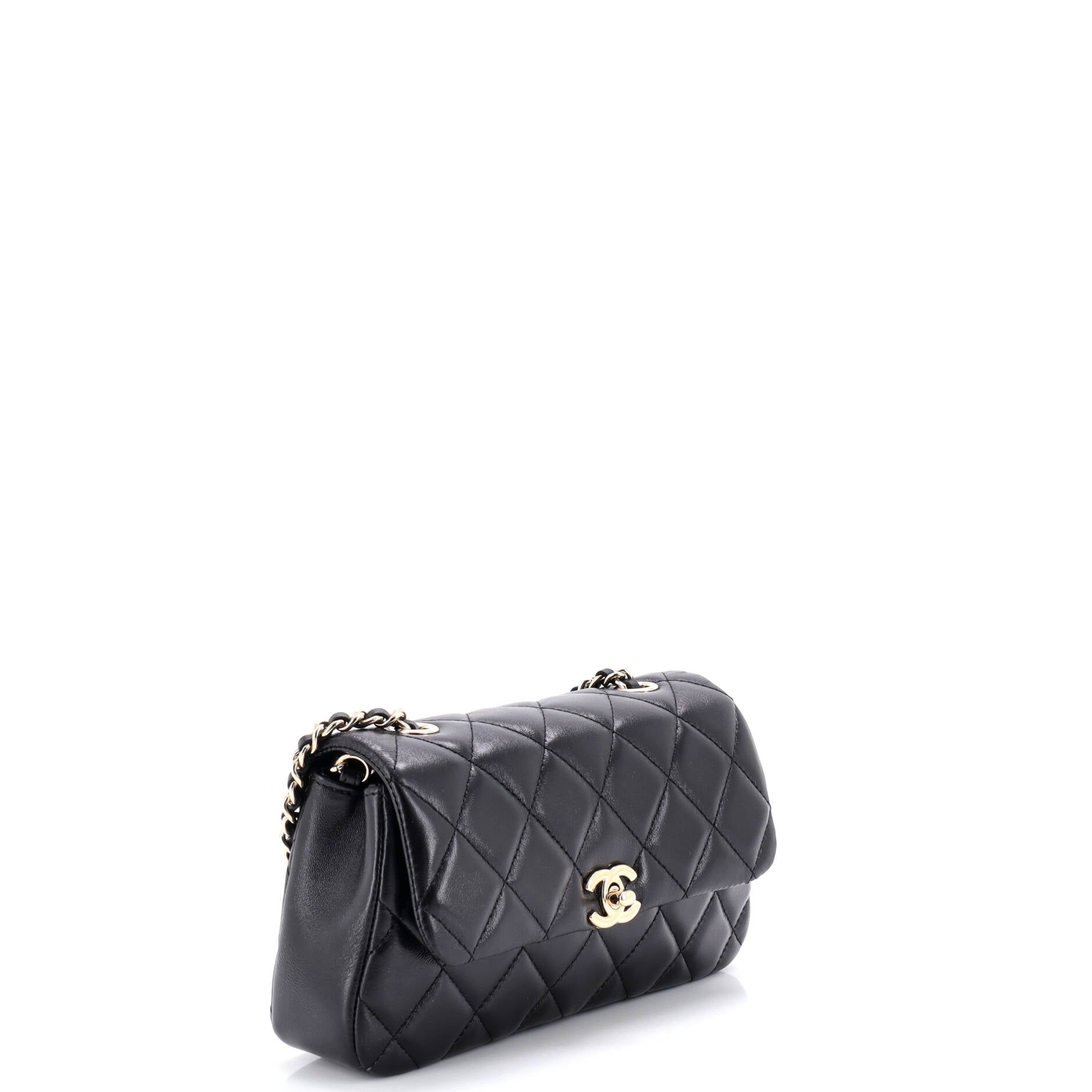 CC Turnlock Flap Phone Holder with Chain Quilted Lambskin