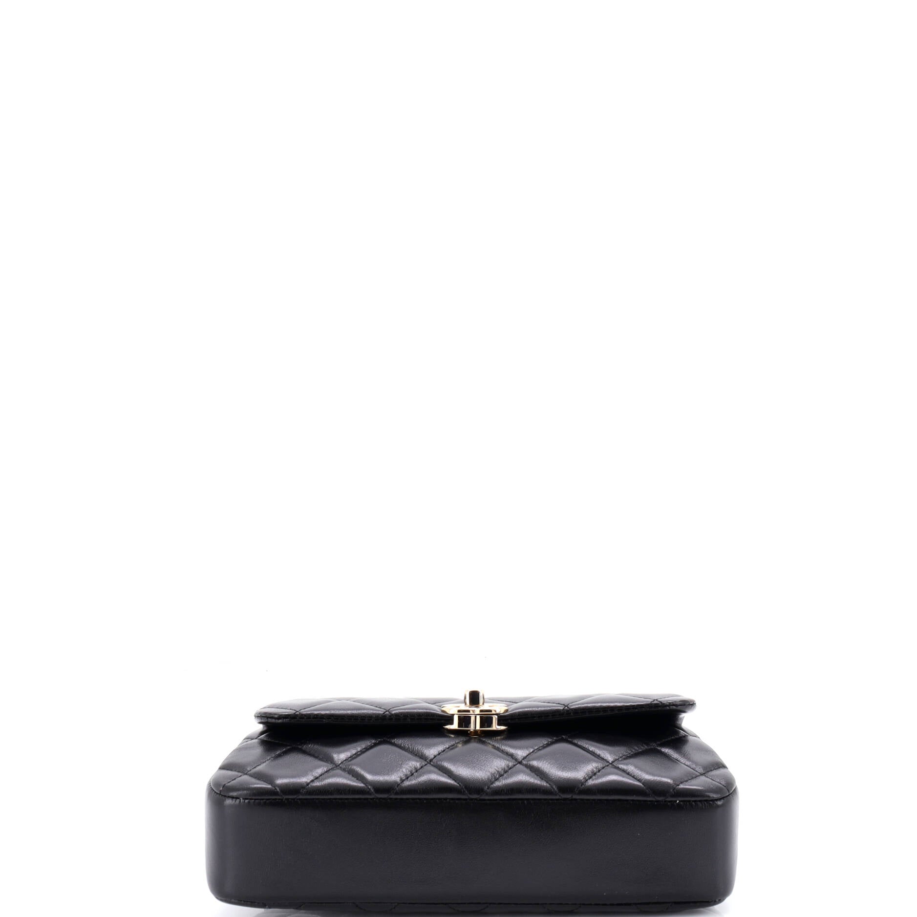 CC Turnlock Flap Phone Holder with Chain Quilted Lambskin