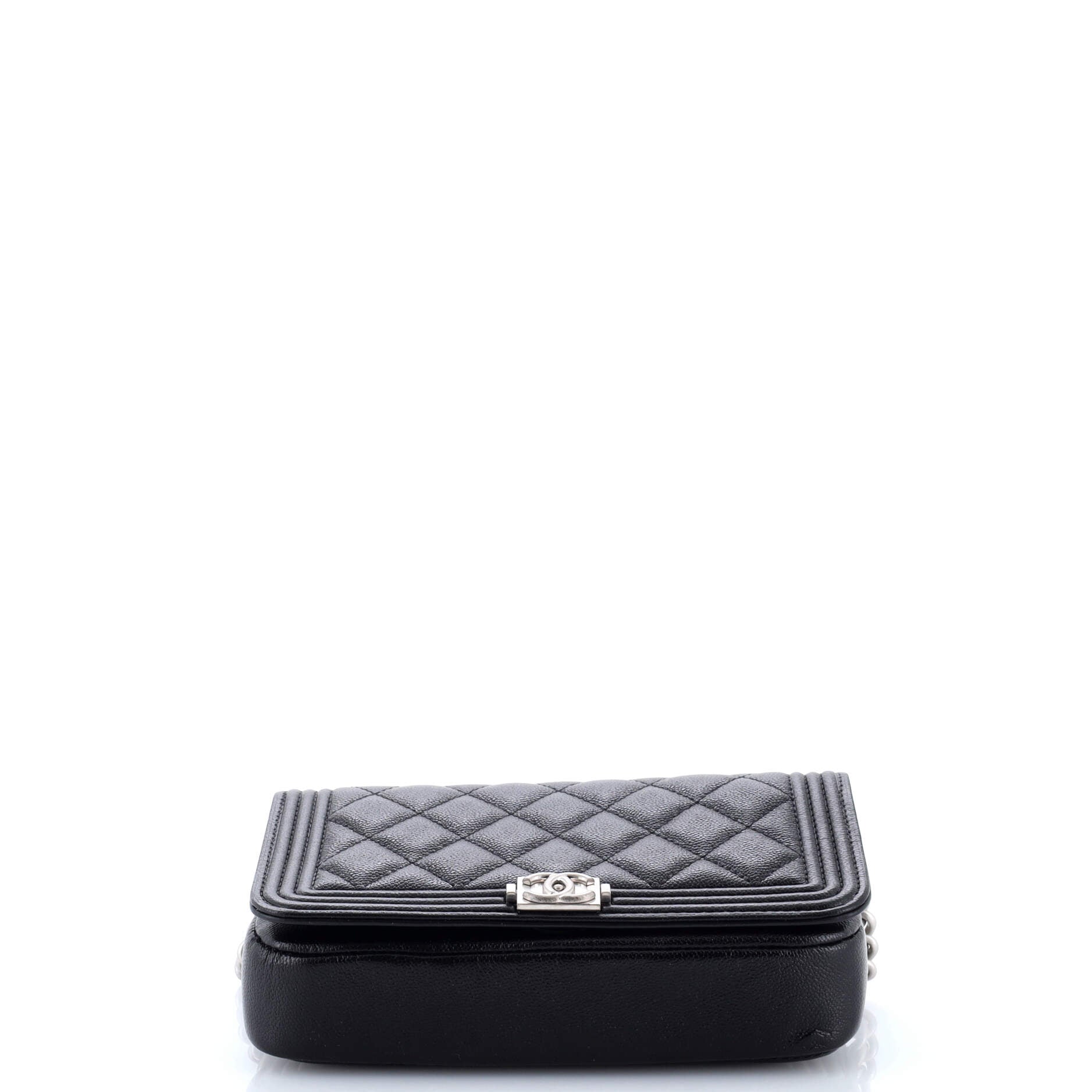 Boy Flap Phone Holder with Chain Quilted Caviar