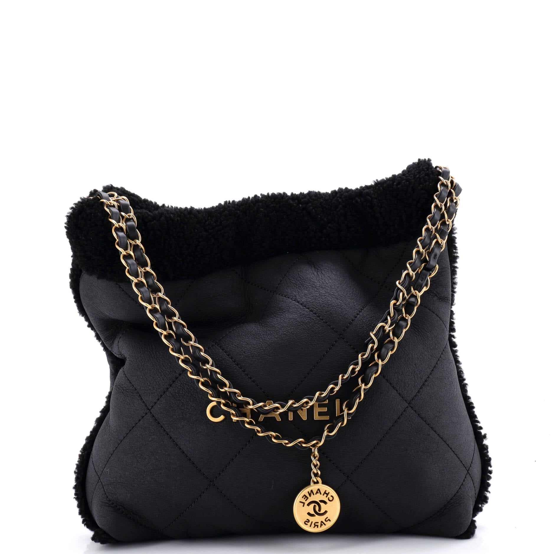 22 Chain Hobo Quilted Lambskin with Shearling Small