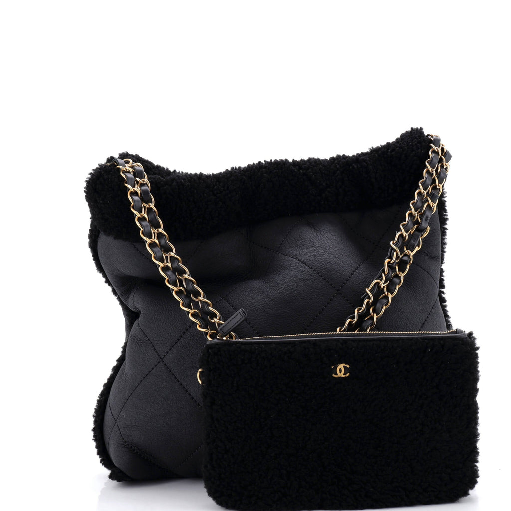 22 Chain Hobo Quilted Lambskin with Shearling Small
