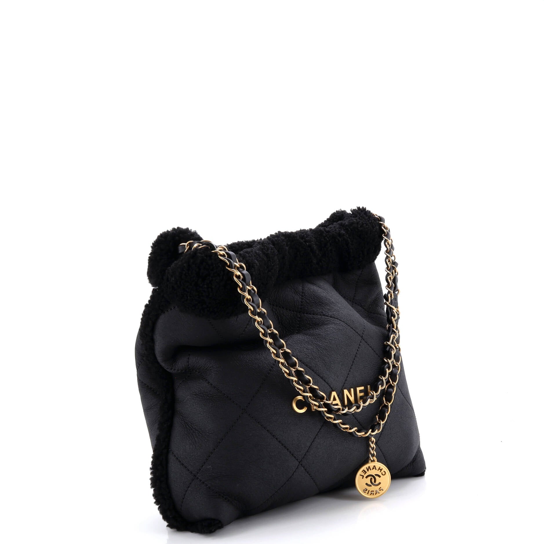 22 Chain Hobo Quilted Lambskin with Shearling Small