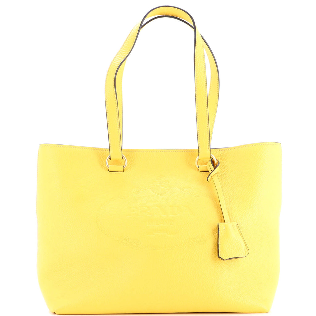 Embossed Logo Open Tote Vitello Daino Medium