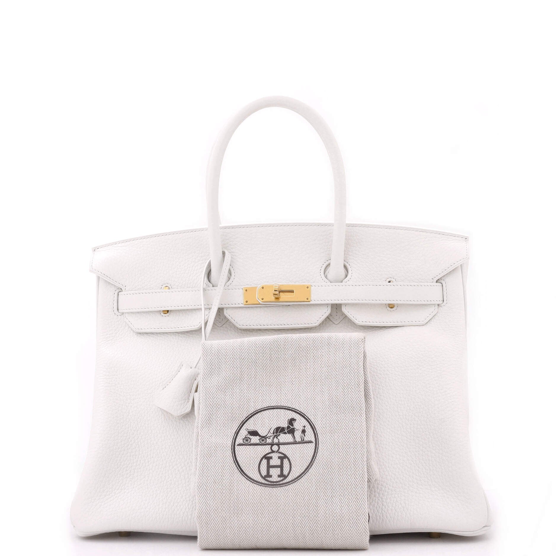 Birkin Handbag Blanc Clemence with Gold Hardware 35