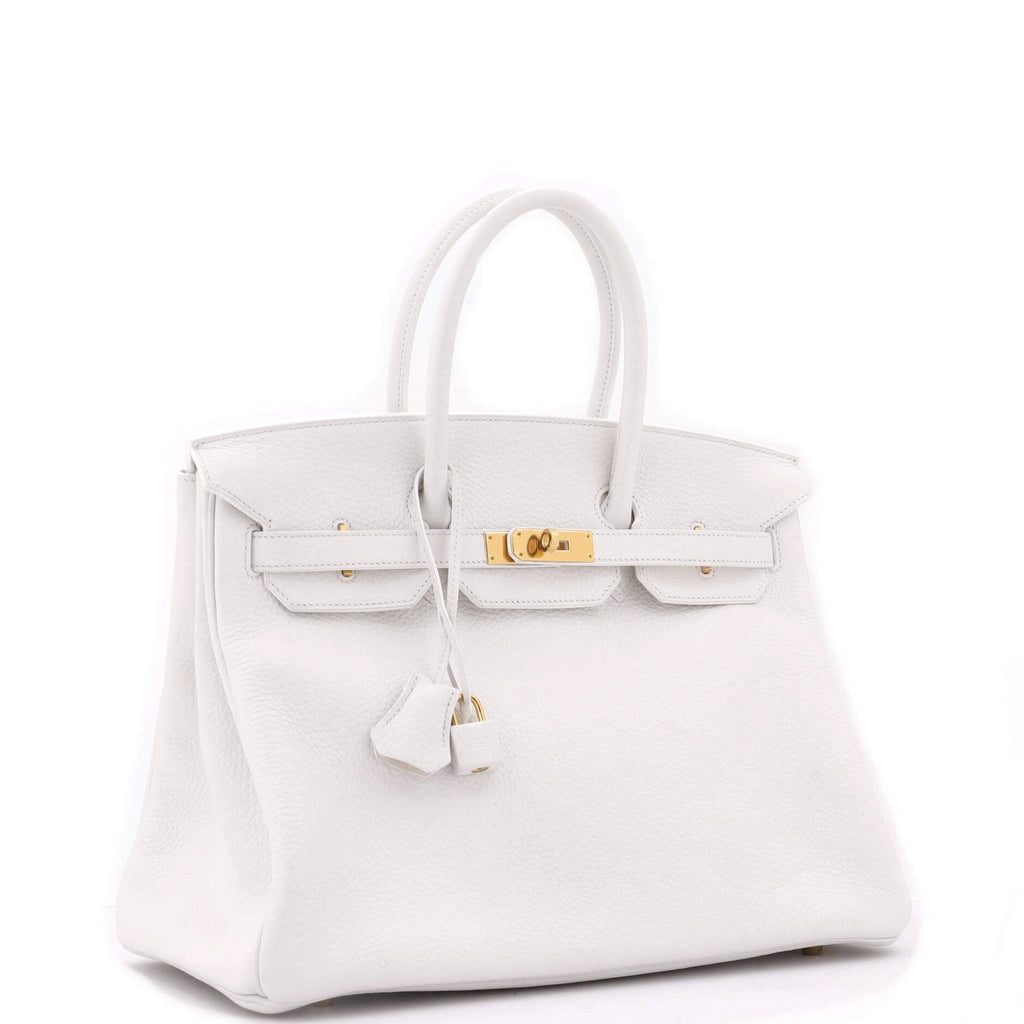 Birkin Handbag Blanc Clemence with Gold Hardware 35