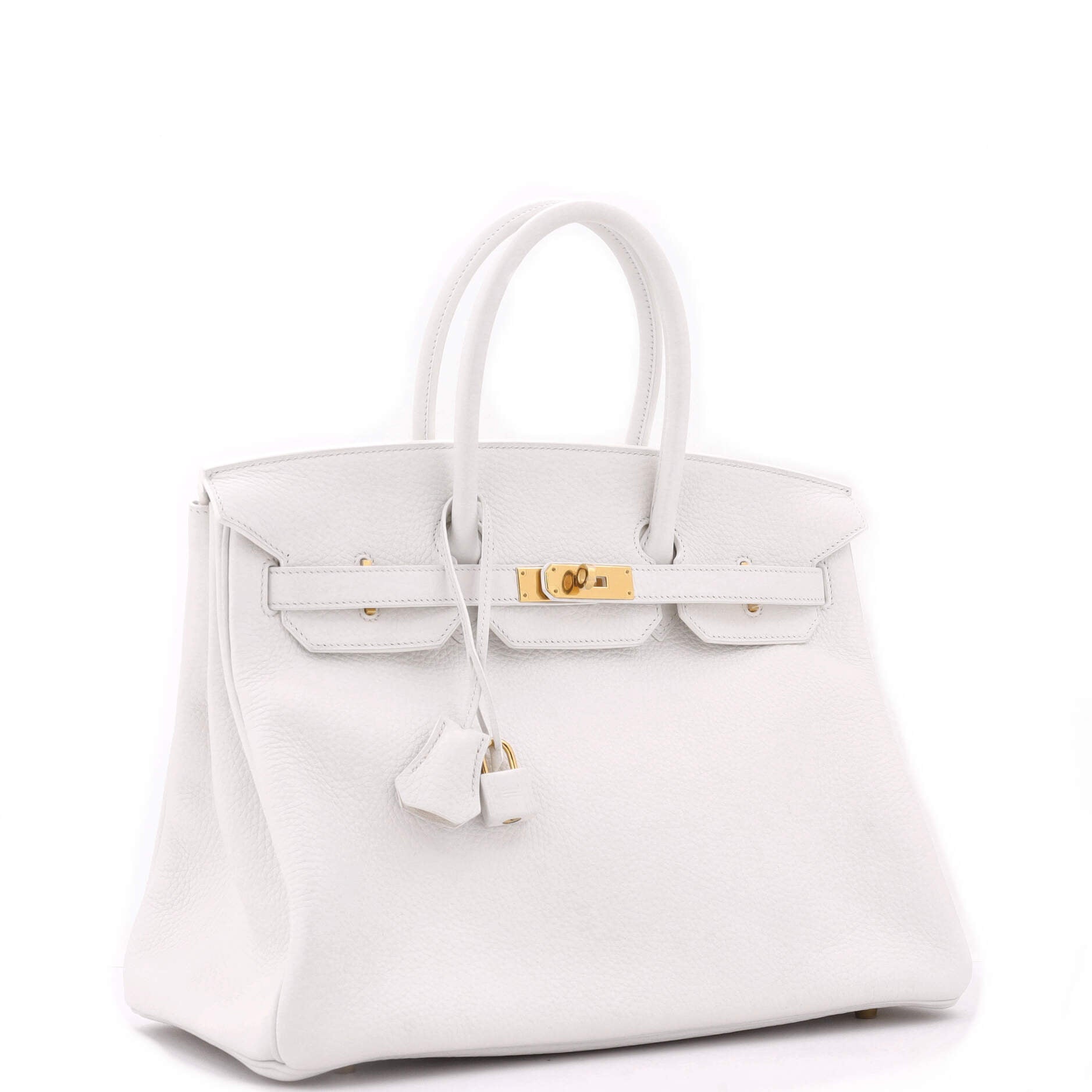 Birkin Handbag Blanc Clemence with Gold Hardware 35