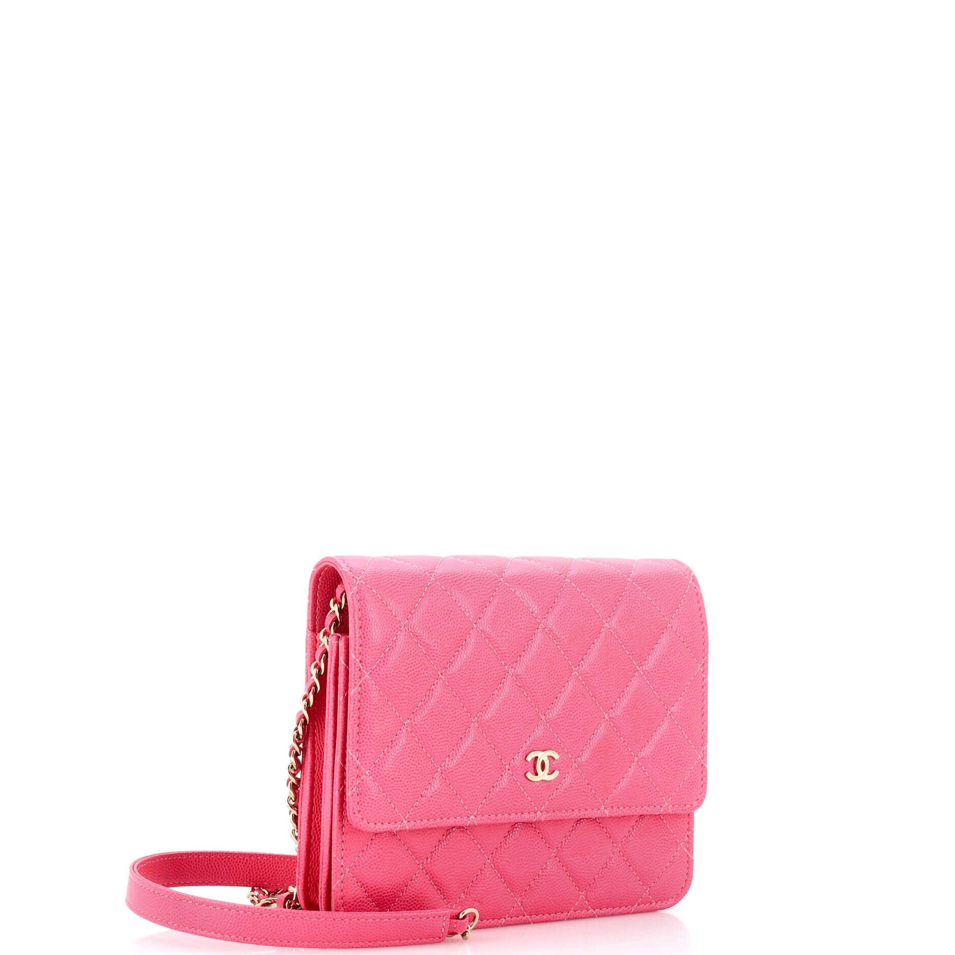 Square Wallet on Chain Quilted Caviar