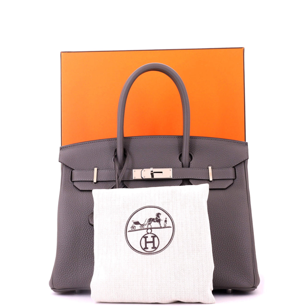 Birkin Handbag Grey Togo with Palladium Hardware 30