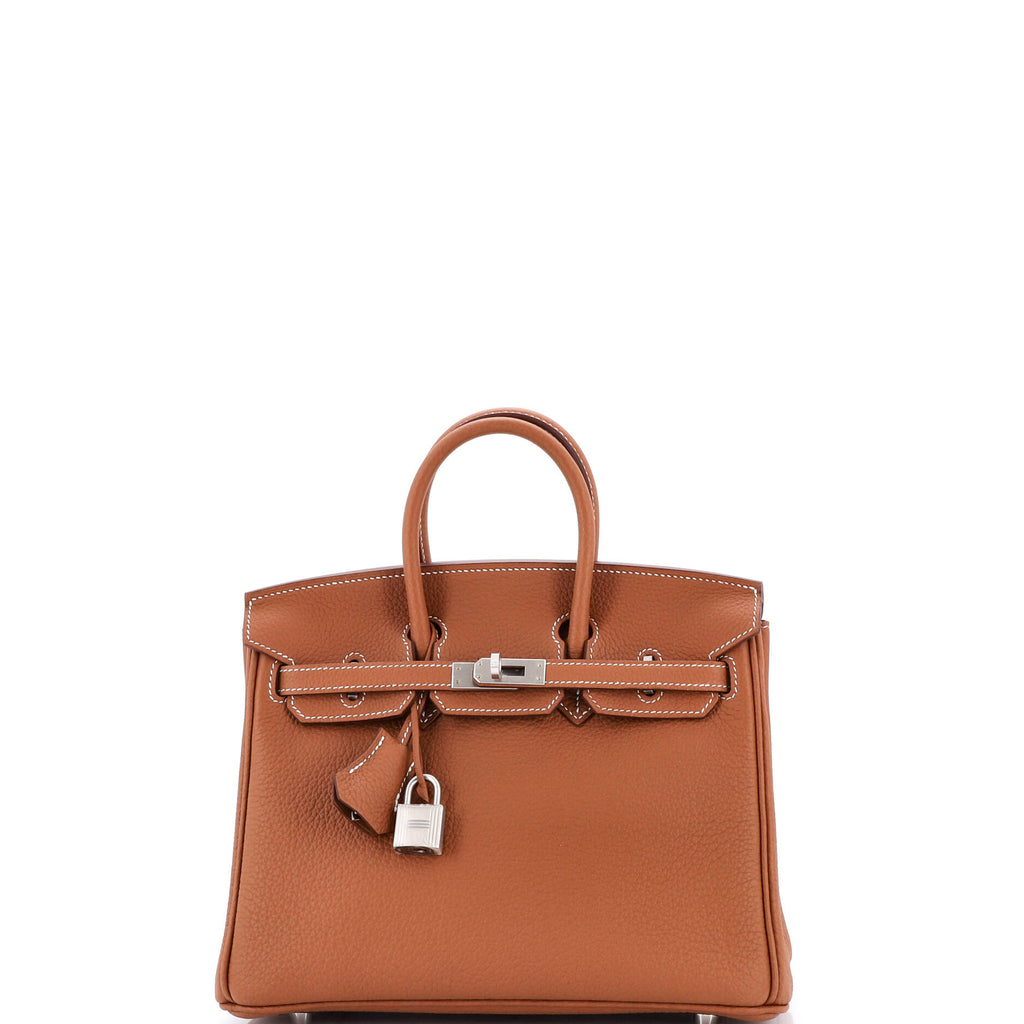 Birkin Handbag Gold Togo with Brushed Palladium Hardware 25