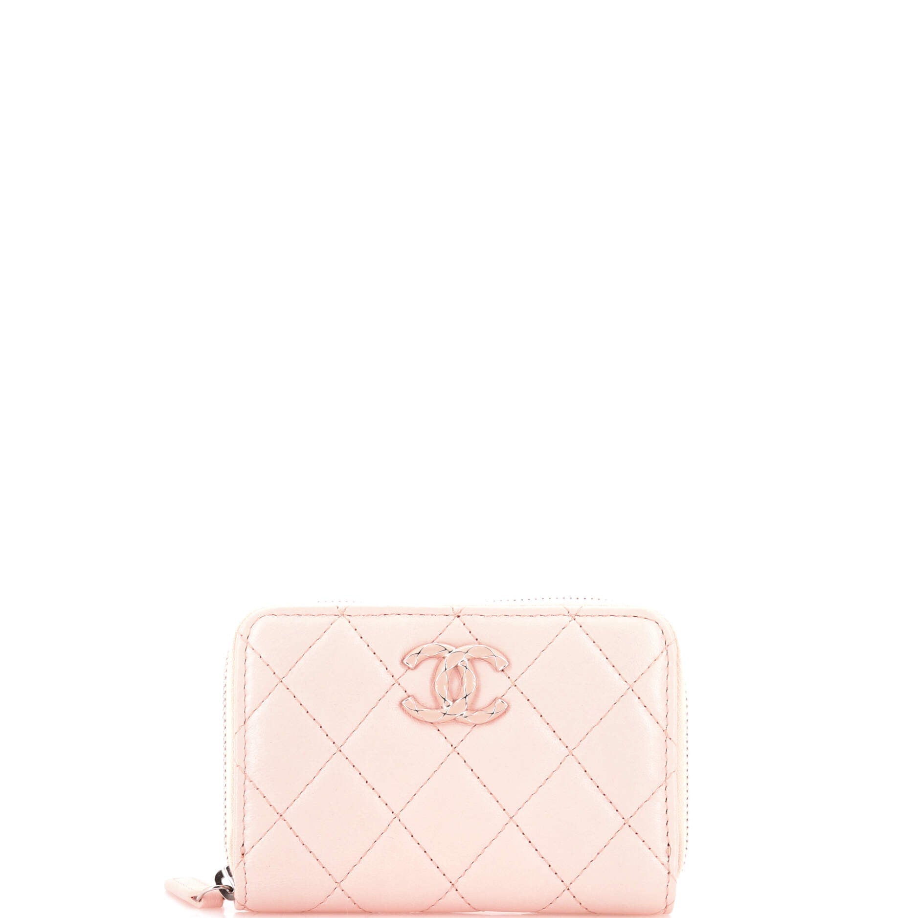CC Enamel Zip Coin Purse Quilted Lambskin