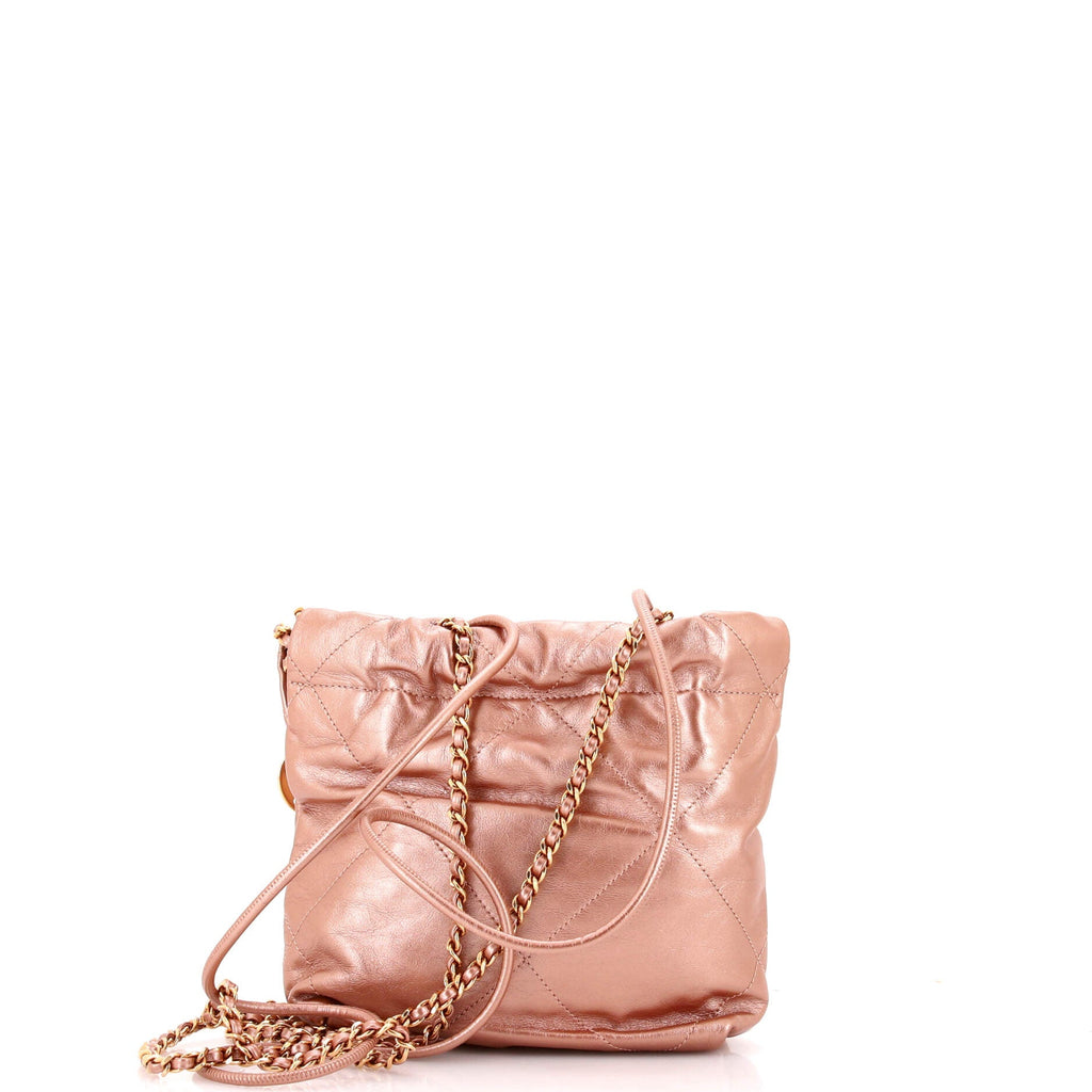 22 Chain Hobo Quilted Metallic Leather Mini