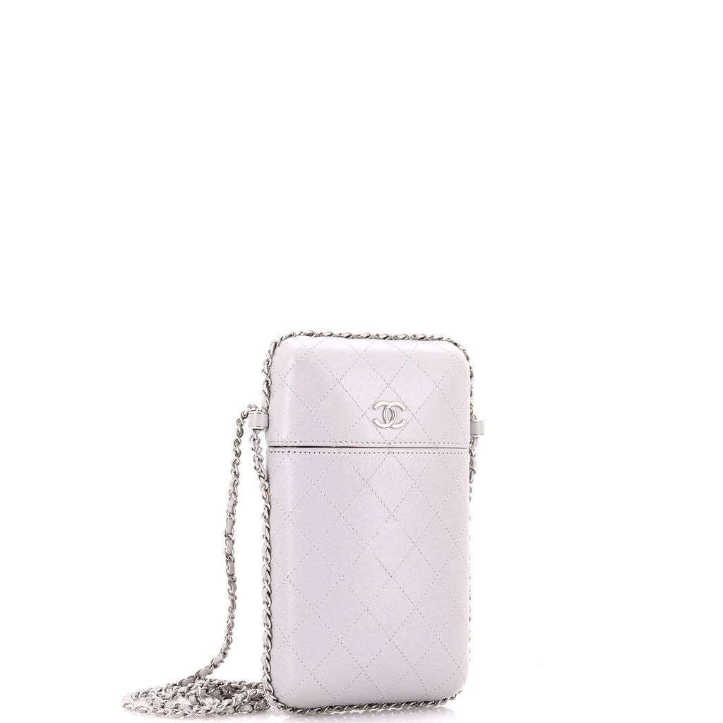 Chain Around Phone Holder Box Crossbody Quilted Lambskin