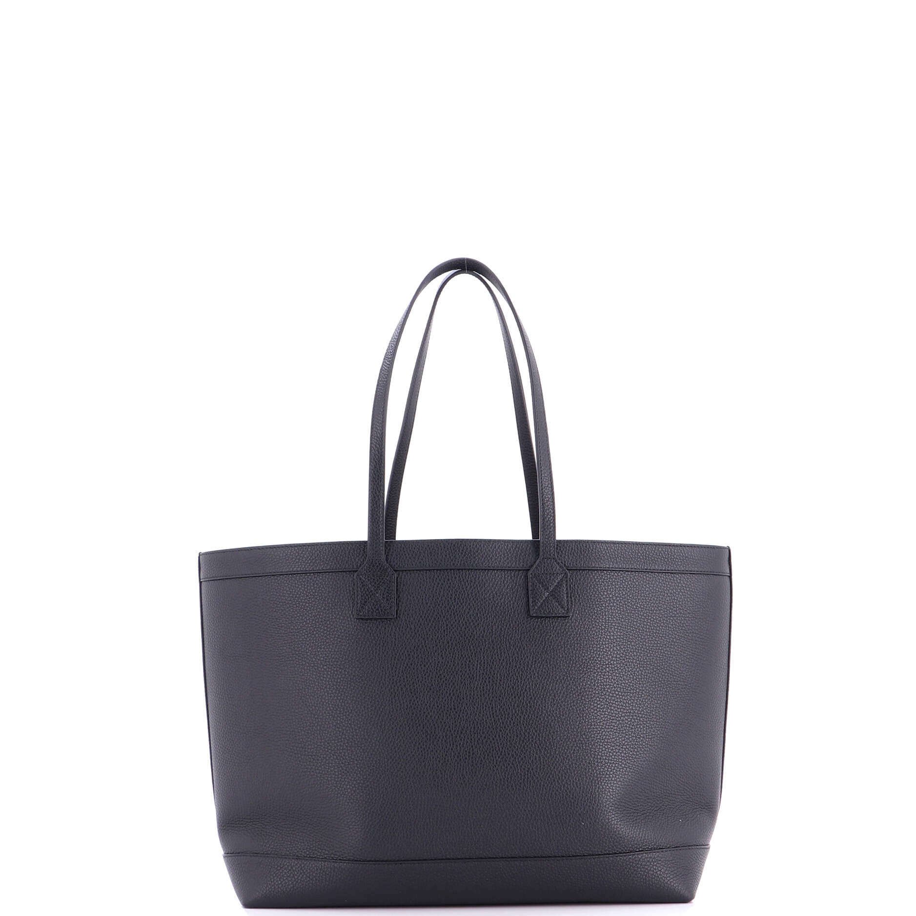 Shopping Tote Leather with Check Canvas Interior Medium