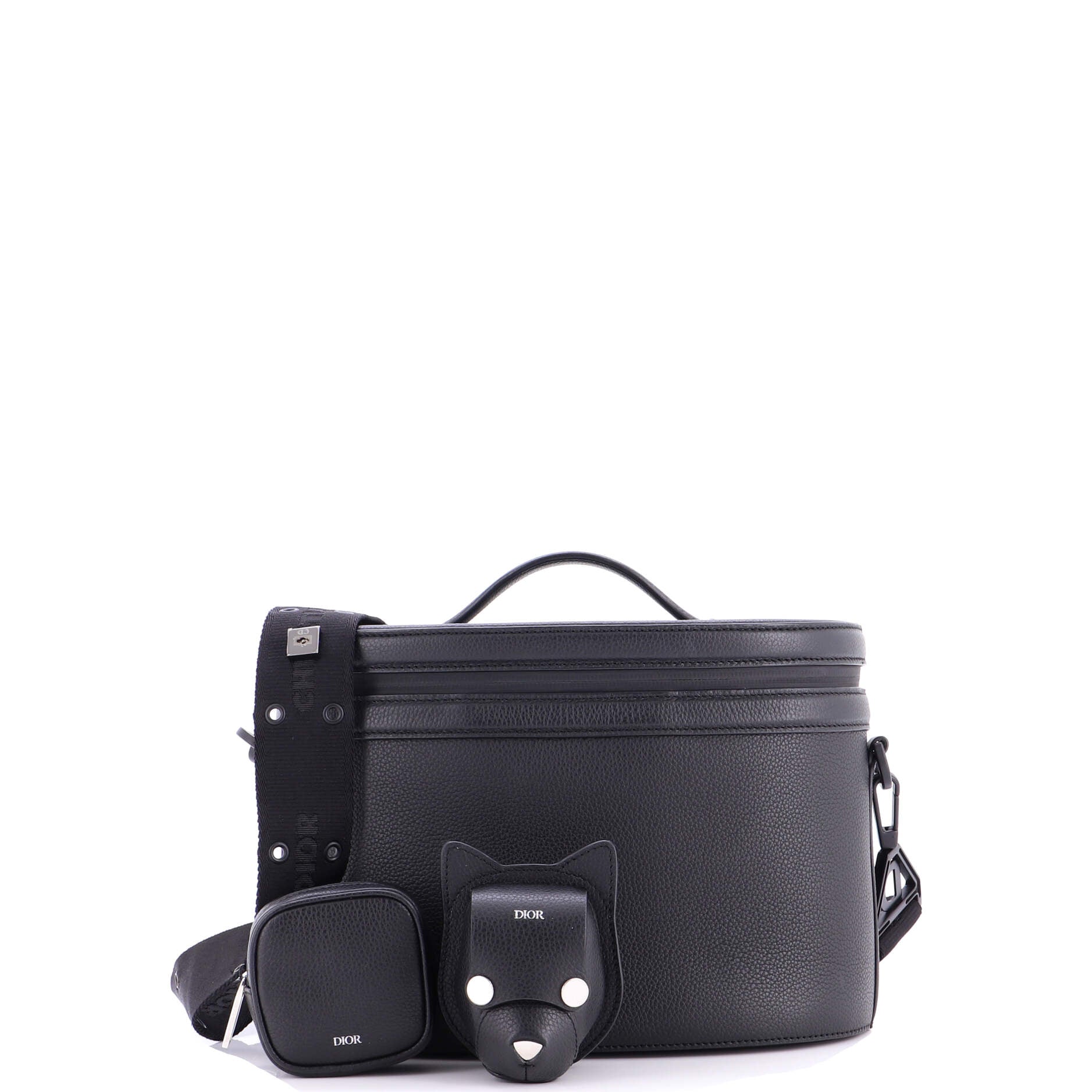 Homme Convertible Top Handle Dog Vanity Bag Leather
