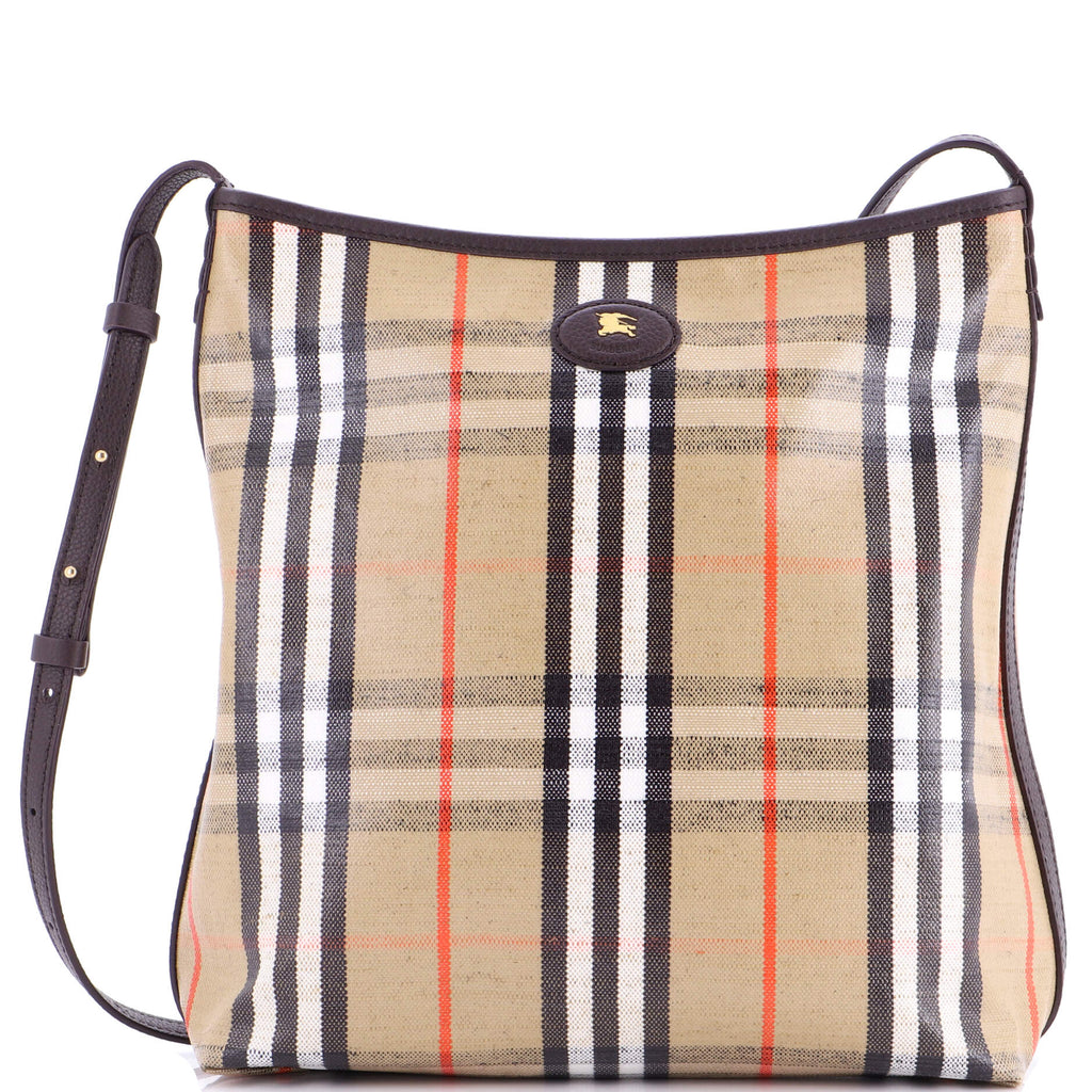 Highlands Shoulder Bag Check Coated Canvas and Leather Small