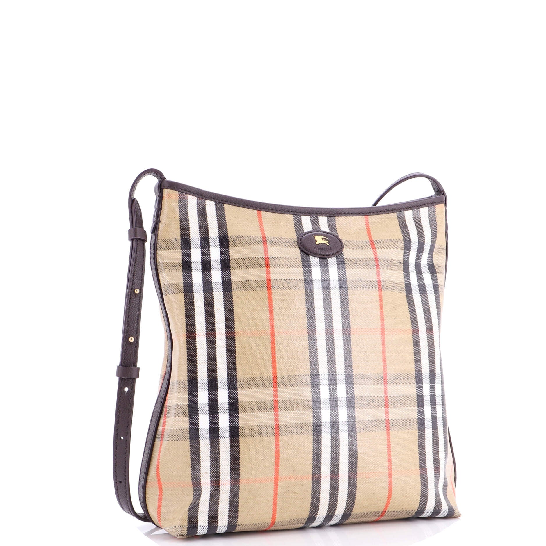 Highlands Shoulder Bag Check Coated Canvas and Leather Small