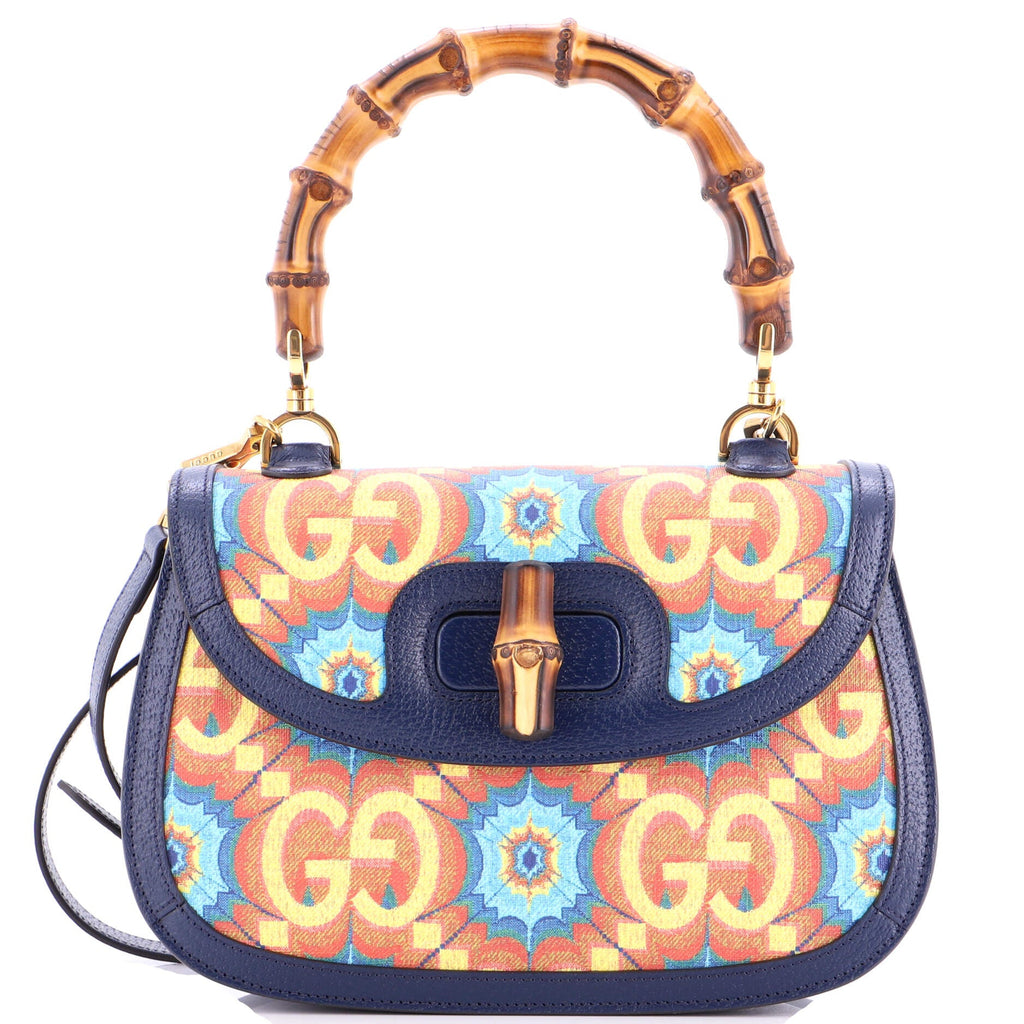 Bamboo 1947 Top Handle Bag Kaleidoscope Print GG Coated Canvas Medium