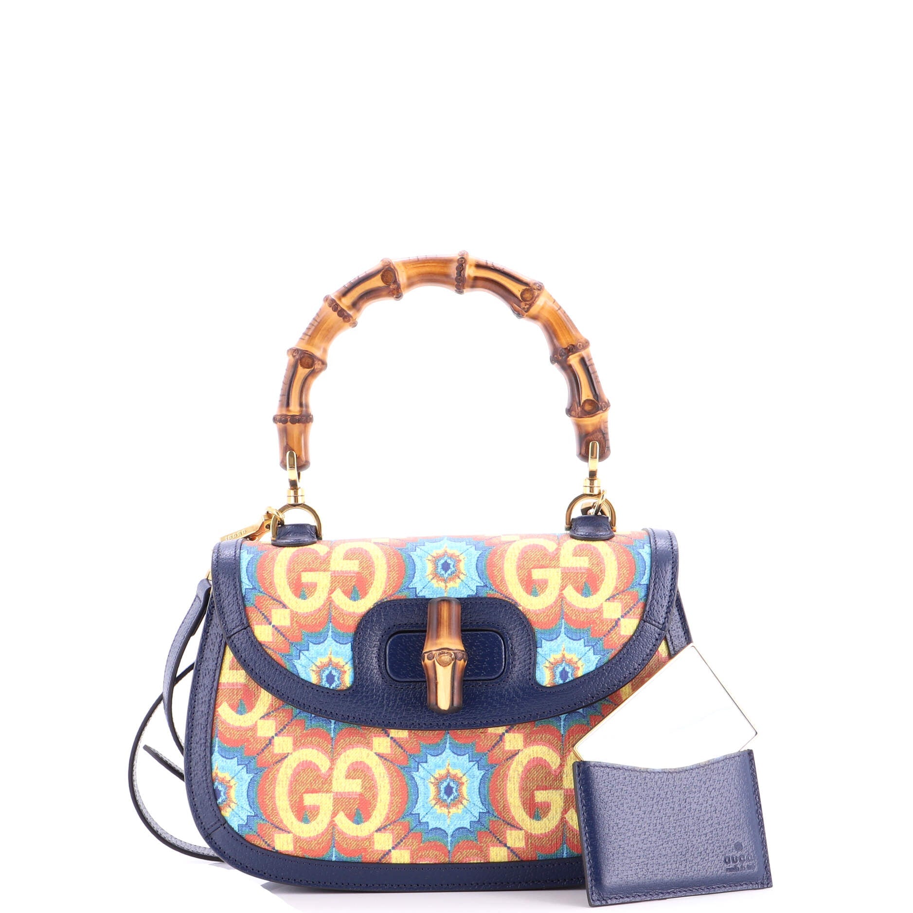 Bamboo 1947 Top Handle Bag Kaleidoscope Print GG Coated Canvas Medium