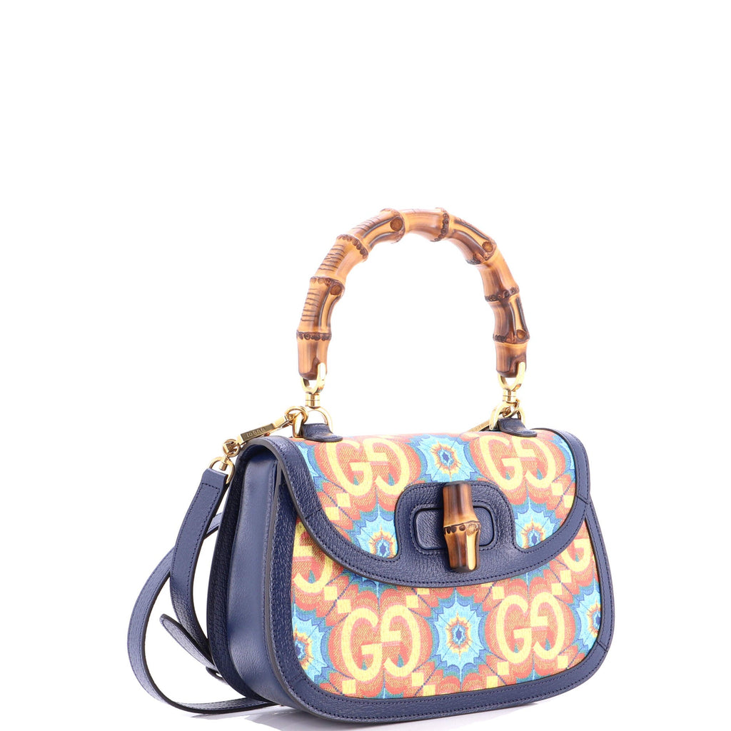 Bamboo 1947 Top Handle Bag Kaleidoscope Print GG Coated Canvas Medium