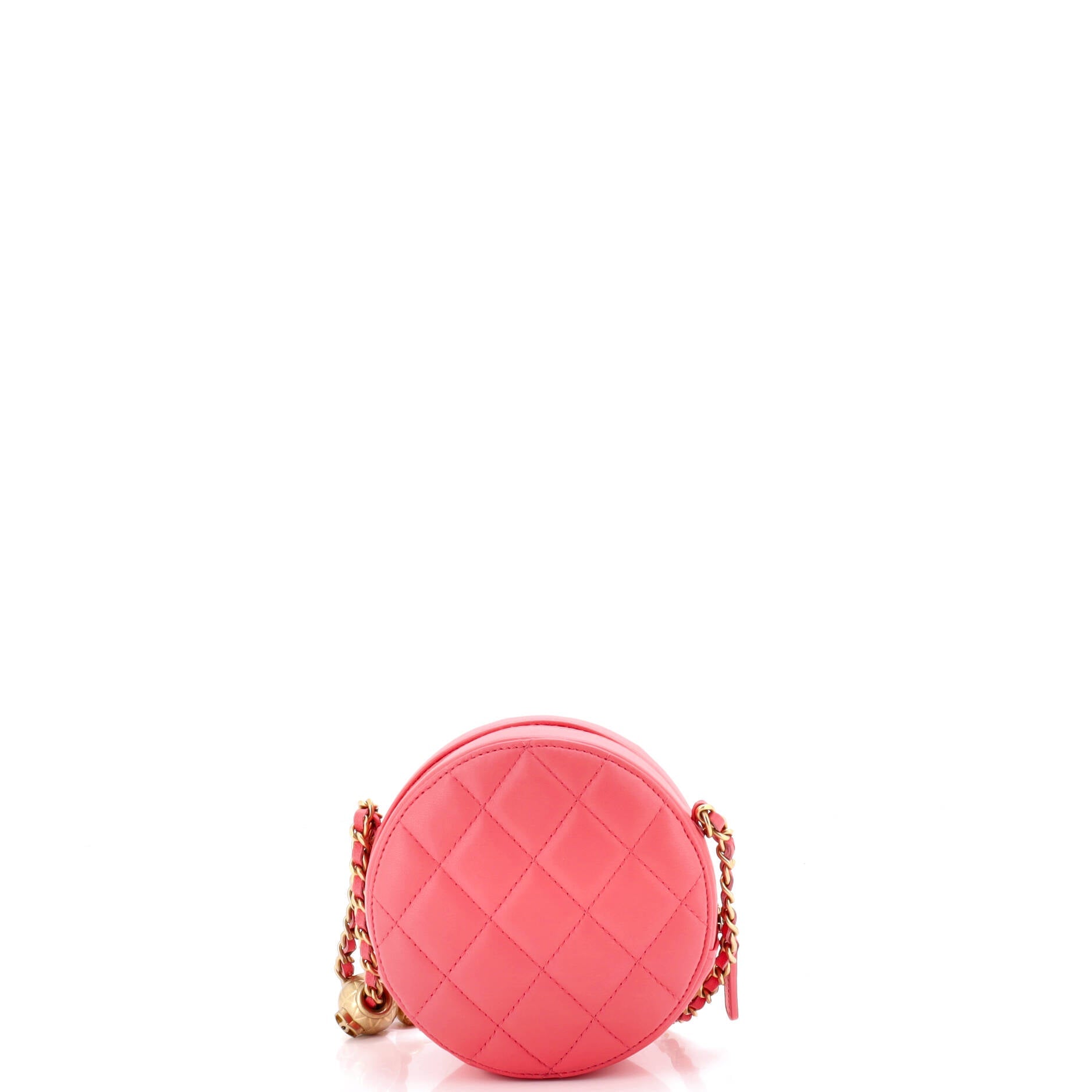 Pearl Crush Round Clutch with Chain Quilted Lambskin