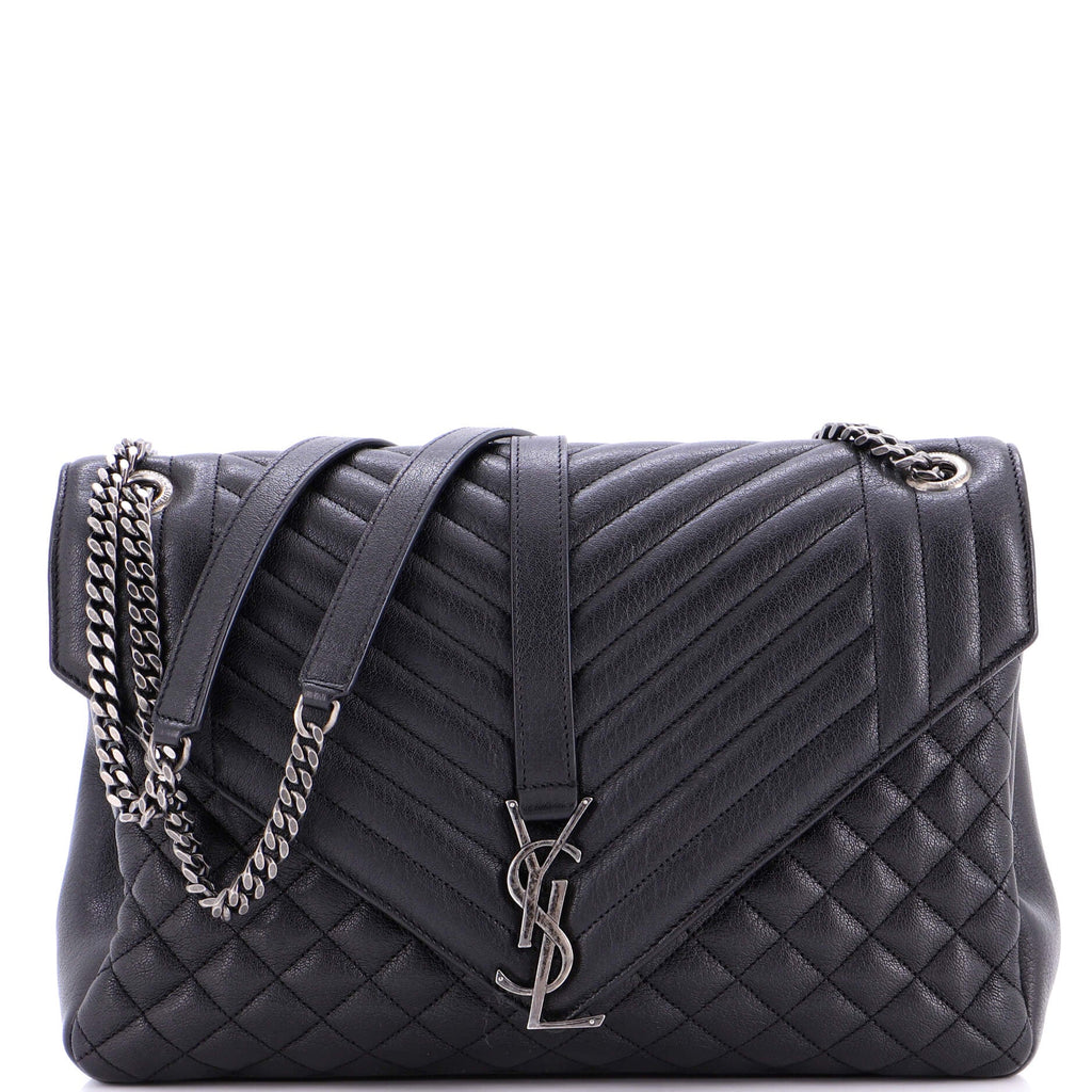 Classic Monogram Envelope Satchel Mixed Matelasse Leather Large