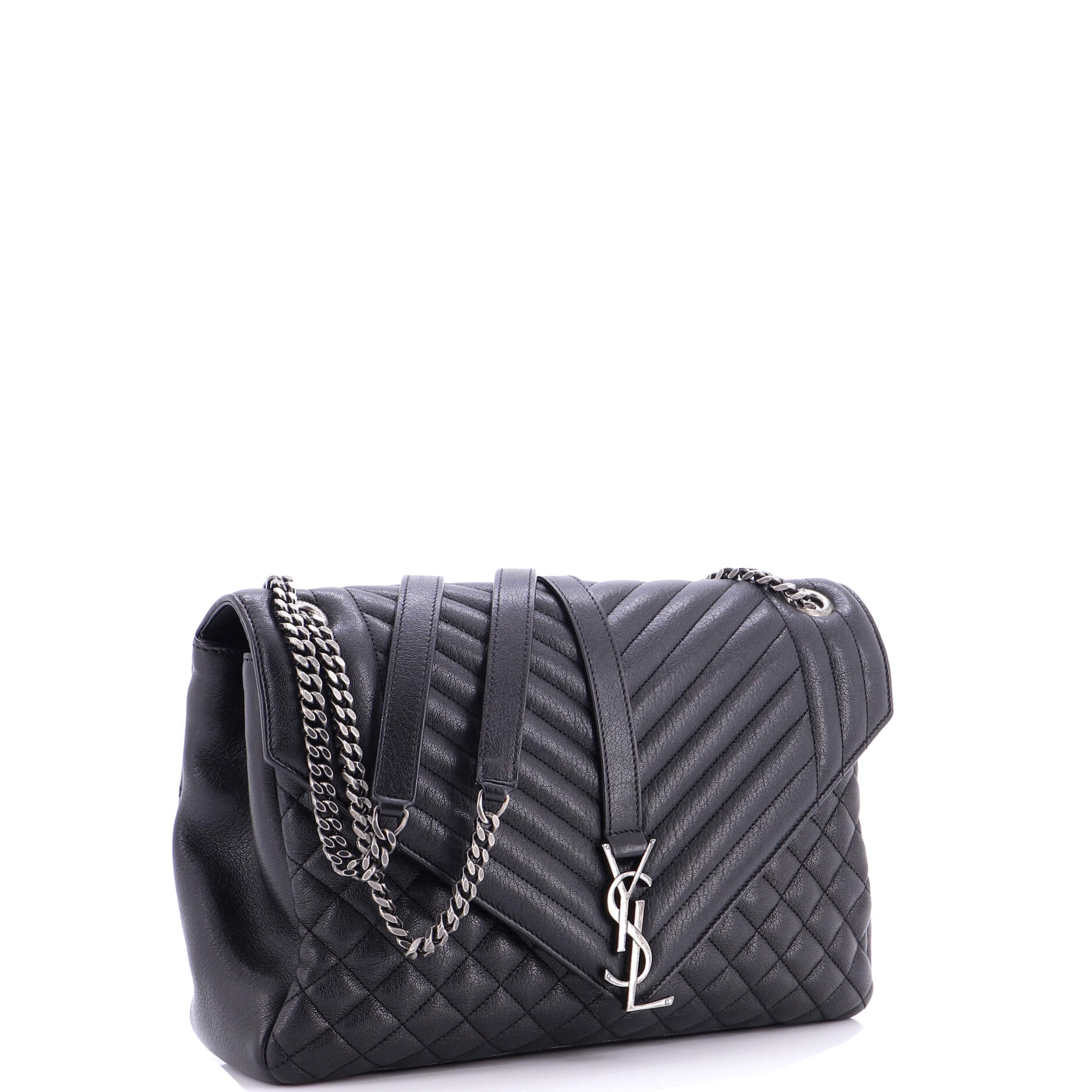 Classic Monogram Envelope Satchel Mixed Matelasse Leather Large