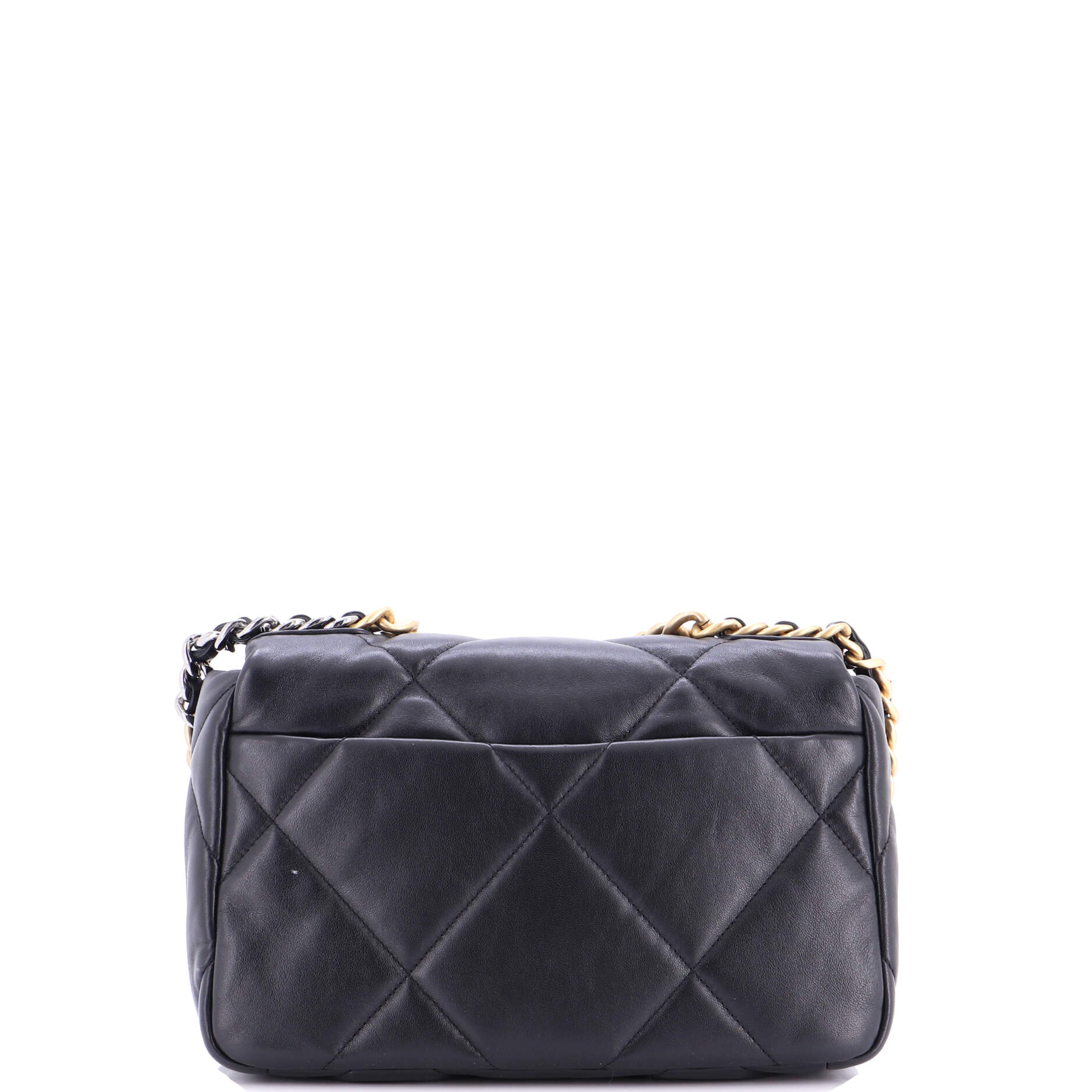 19 Flap Bag Quilted Shiny Crumpled Calfskin Medium