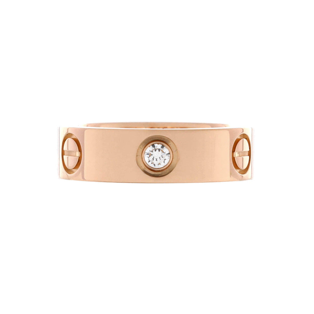 Love 3 Diamonds Band Ring 18K Rose Gold with Diamonds