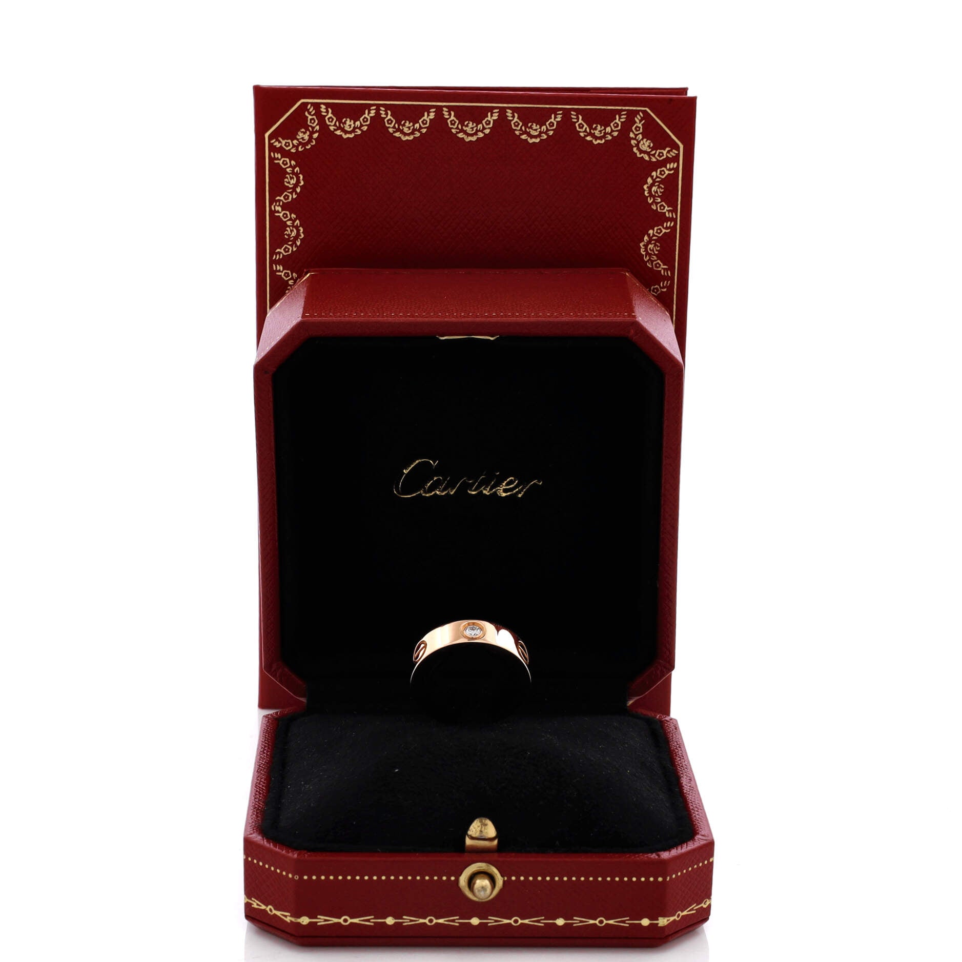 Love 3 Diamonds Band Ring 18K Rose Gold with Diamonds