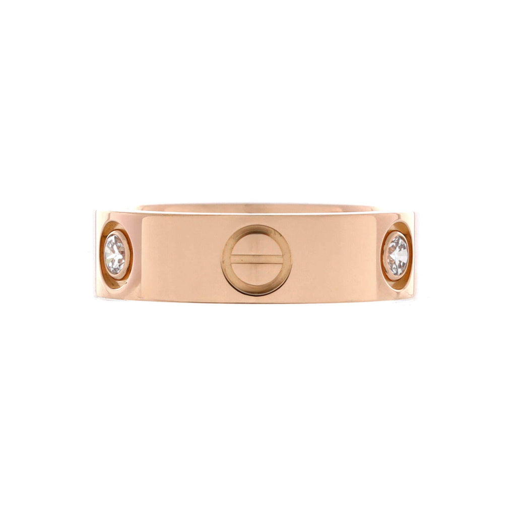 Love 3 Diamonds Band Ring 18K Rose Gold with Diamonds