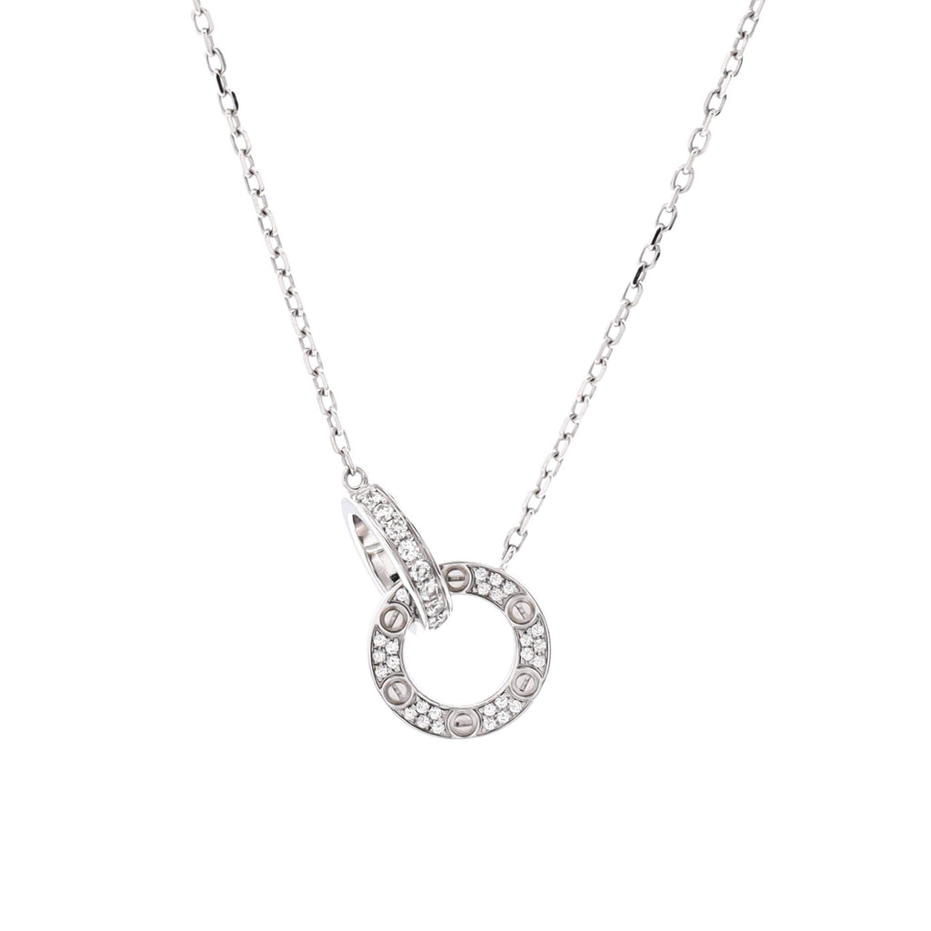Love Interlocking Pave Necklace 18K White Gold and Diamonds