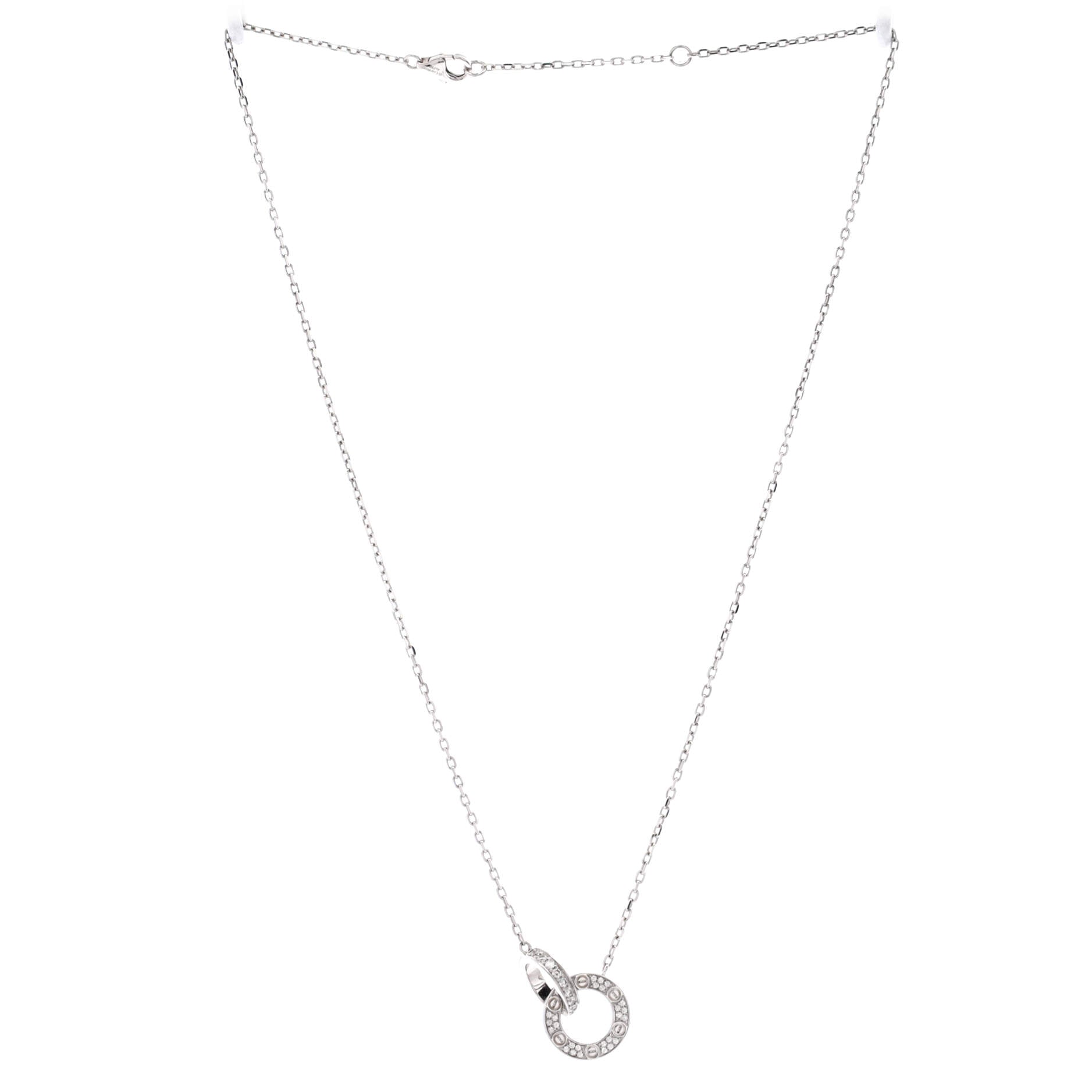 Love Interlocking Pave Necklace 18K White Gold and Diamonds